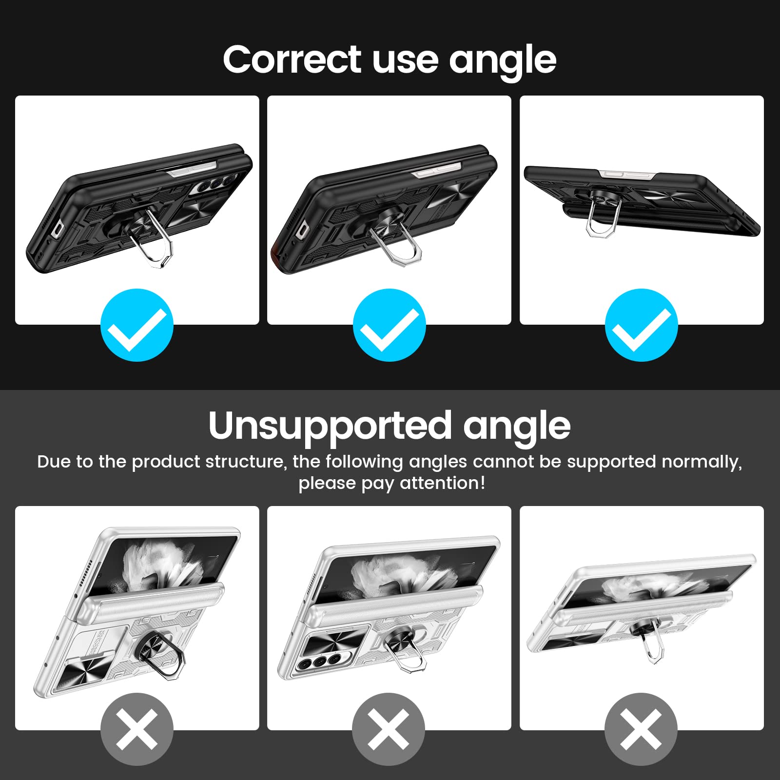 Foto 5 pulgar | Funda Vego Para Samsung Galaxy Z Fold 3 Con Funda De Cámara Negra - Venta Internacional.