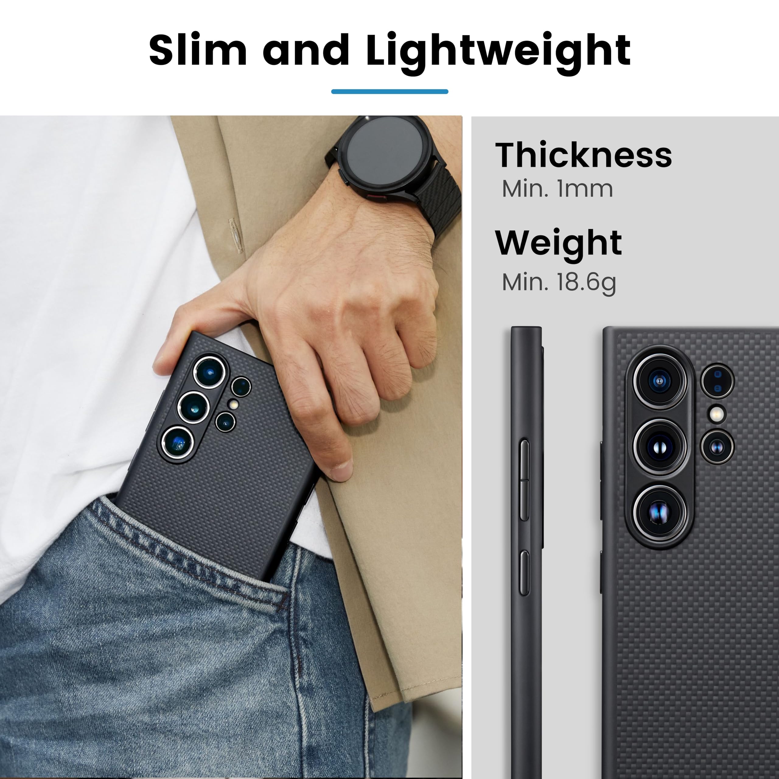 Foto 6 | Funda De Teléfono Pitaka Para Samsung Galaxy S24 Ultra 6.8 Pulgadas Negra - Venta Internacional.