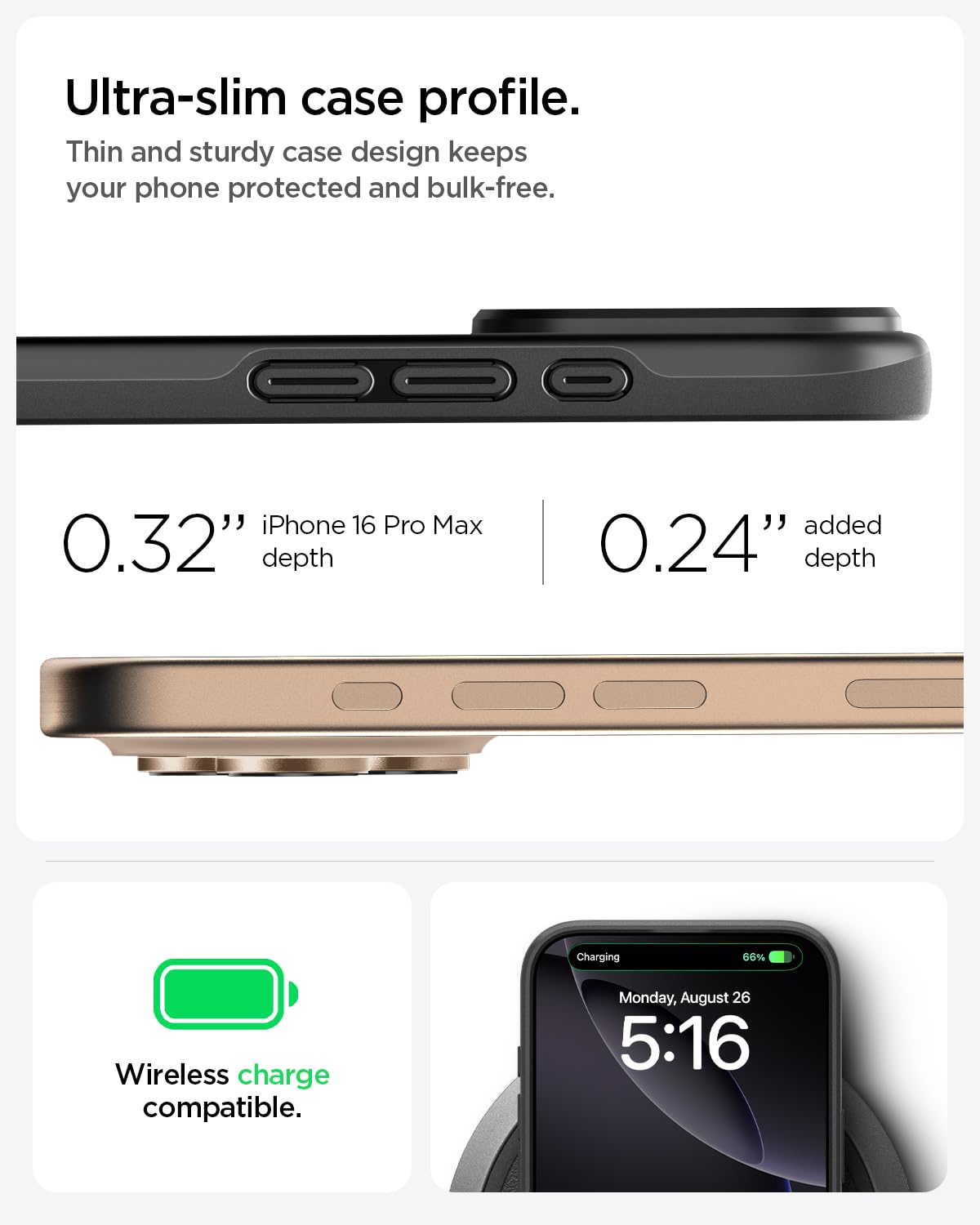 Foto 5 | Funda Spigen Thin Fit Magfit Para Iphone 16 Pro Max, Color Negro - Venta Internacional.
