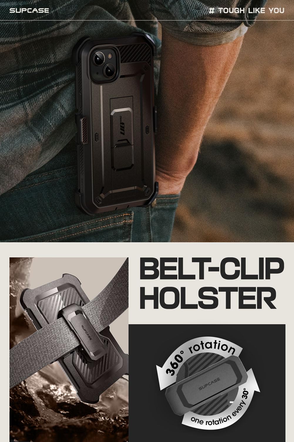 Foto 7 pulgar | Funda De Teléfono Supcase Unicorn Beetle Pro Para Iphone 15 Negra - Venta Internacional.