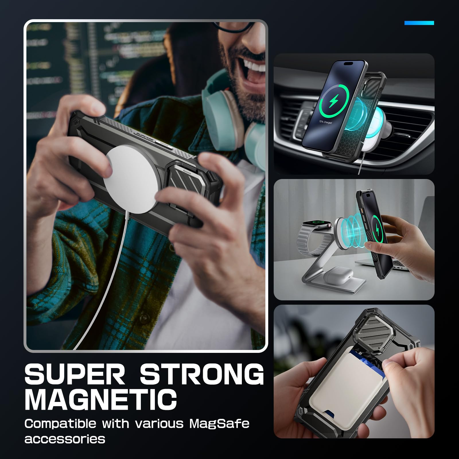 Foto 7 pulgar | Funda De Teléfono Supcase Ubmag Xt Para Iphone 15 Pro Max Negra - Venta Internacional.