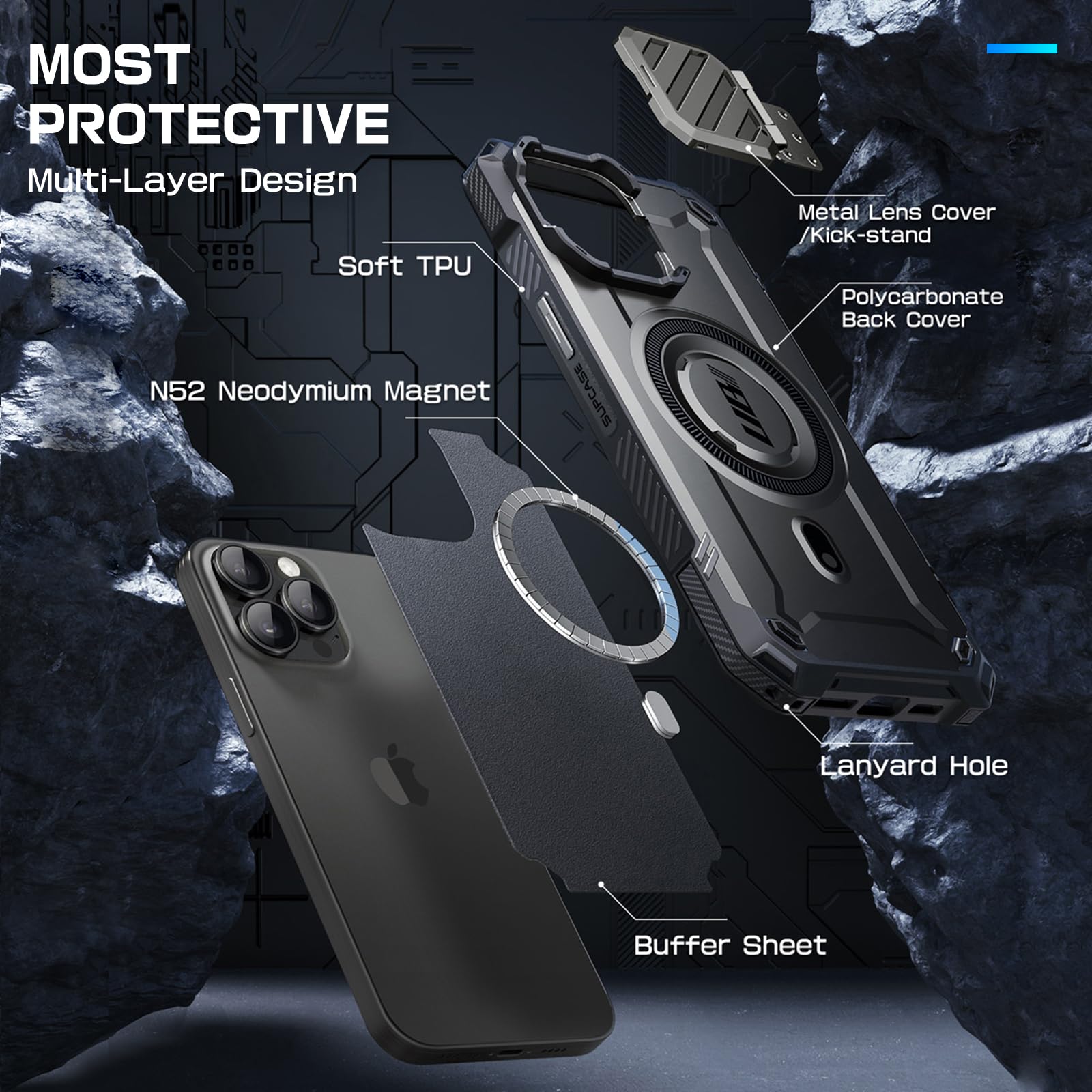 Foto 8 pulgar | Funda De Teléfono Supcase Ubmag Xt Para Iphone 15 Pro Max Negra - Venta Internacional.
