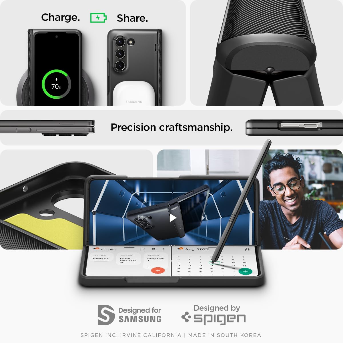 Foto 8 pulgar | Funda Spigen Slim Armor Pro - Protección De Bisagra Para El Galaxy Z Fold 5 - Venta Internacional.