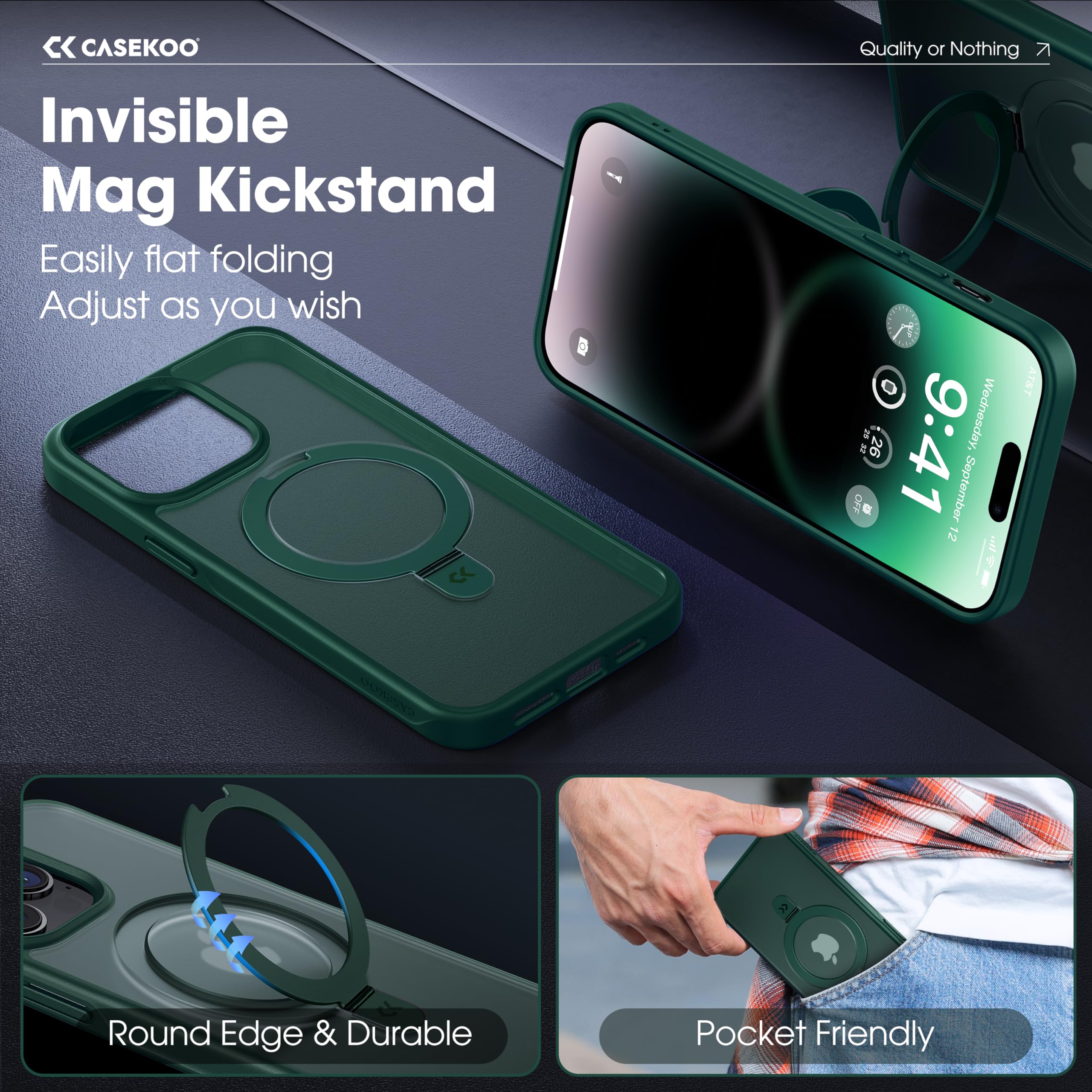 Foto 4 pulgar | Funda De Teléfono Casekoo Diseñada Para Iphone 14 Pro Max Green - Venta Internacional.