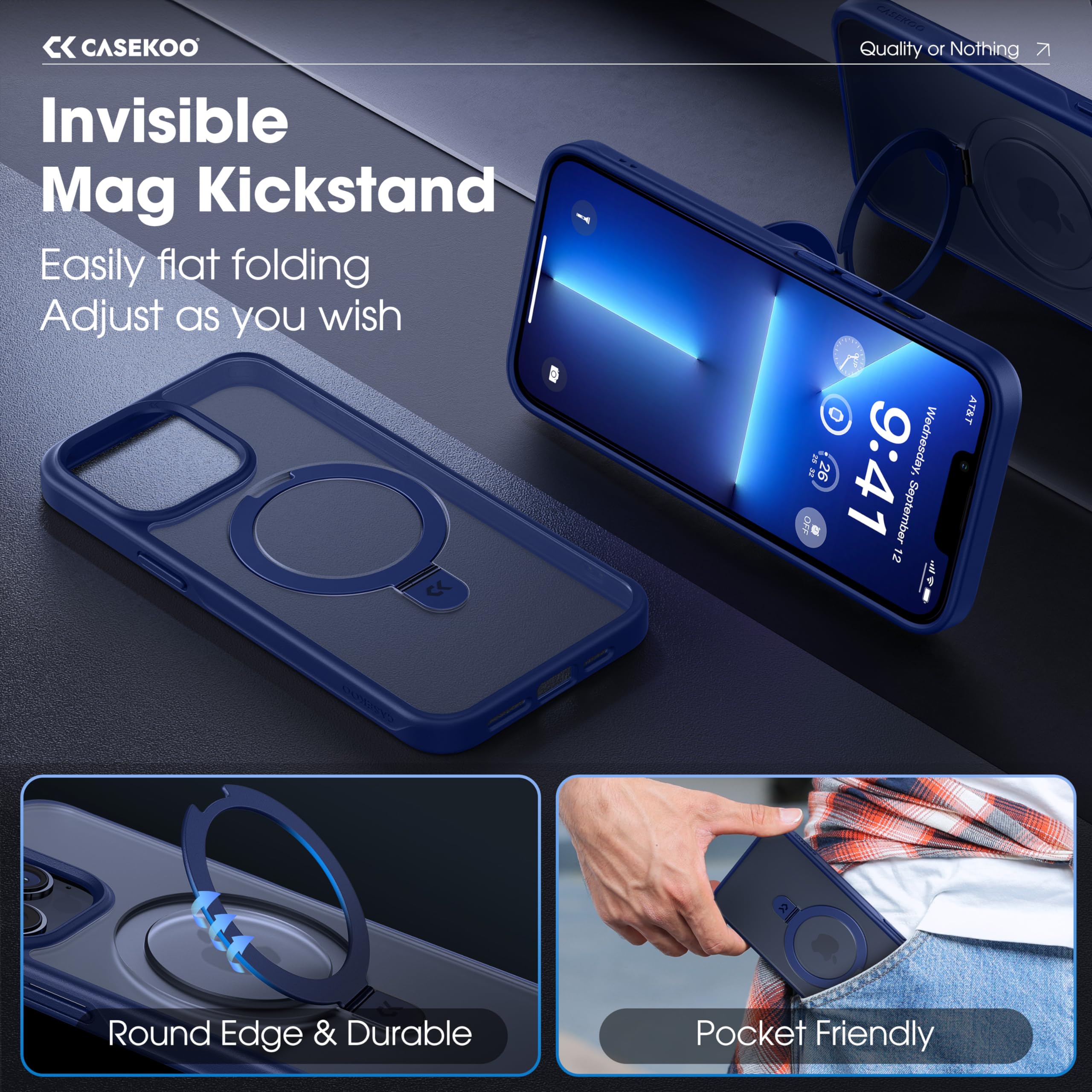 Foto 4 pulgar | Funda De Teléfono Casekoo Diseñada Para Iphone 13 Pro Max Blue - Venta Internacional.