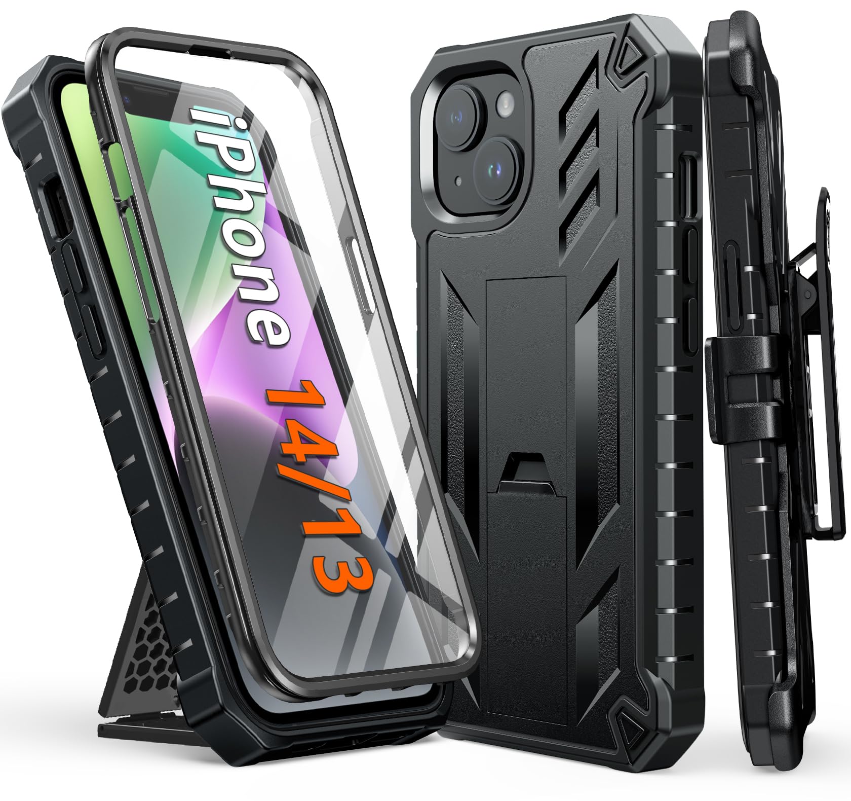 Foto 1 | Funda De Teléfono Fntcase Para Iphone 14/13 Con Clip Para Cinturón Y Soporte - Venta Internacional.