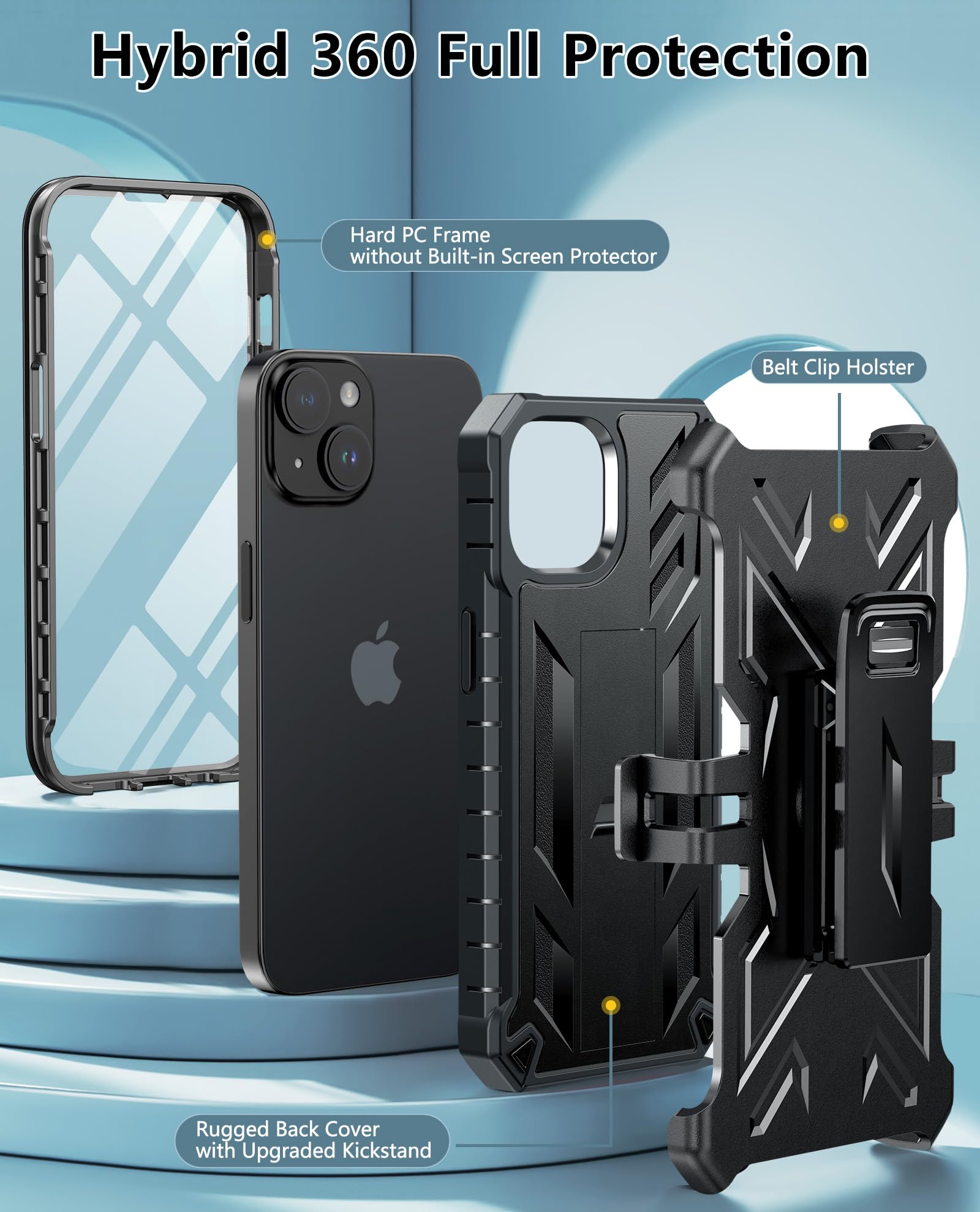 Foto 5 pulgar | Funda De Teléfono Fntcase Para Iphone 14/13 Con Clip Para Cinturón Y Soporte - Venta Internacional.