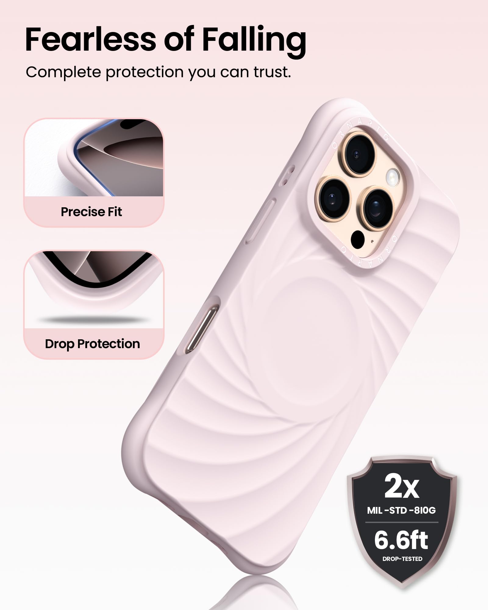 Foto 4 pulgar | Funda Ornarto Vortuxe Para Iphone 16 Pro De 6.3 Pulgadas Con Cuarzo Rosa - Venta Internacional.