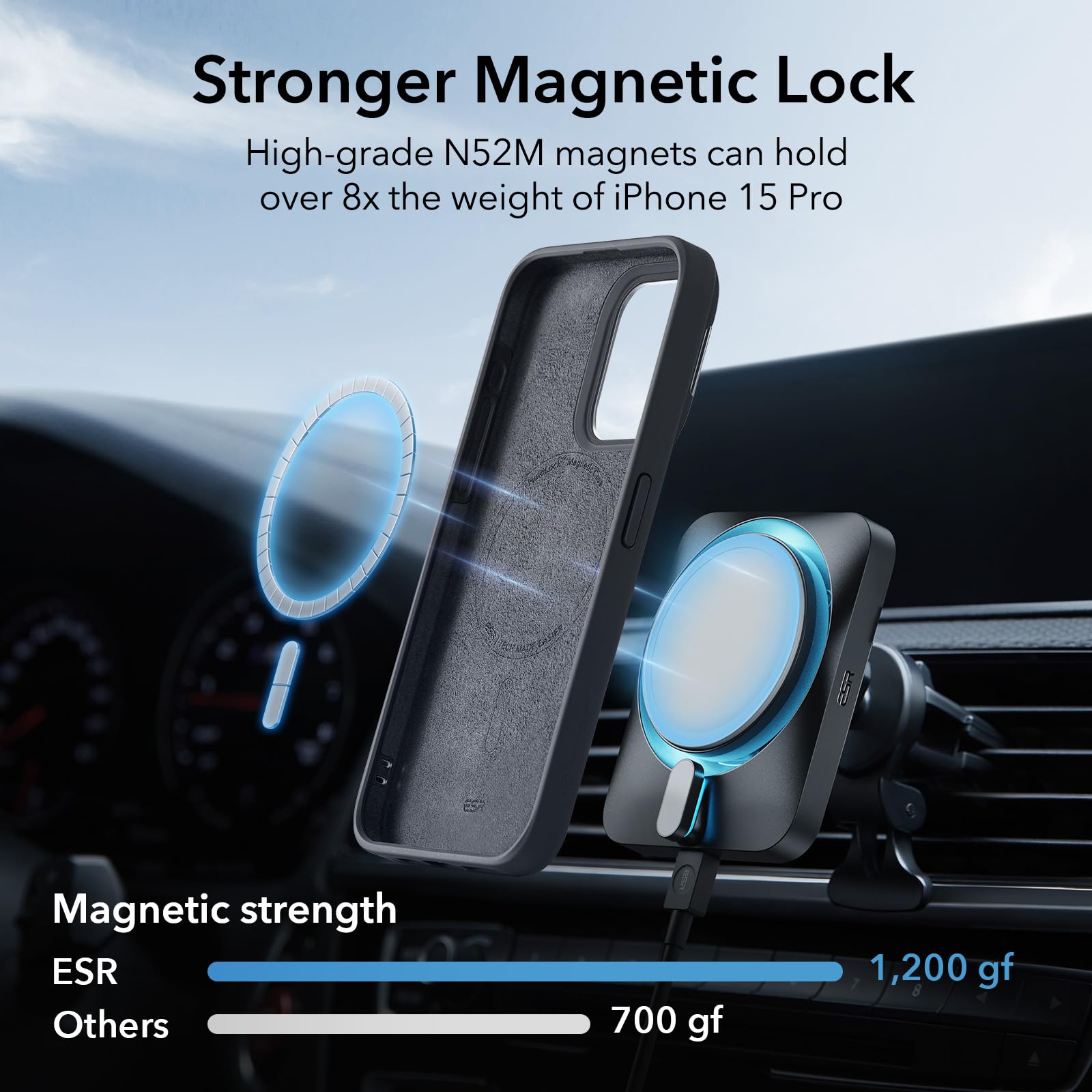 Foto 6 pulgar | Funda De Teléfono Esr Para Iphone 15 Pro Magsafe De Silicona Con Soporte - Venta Internacional.