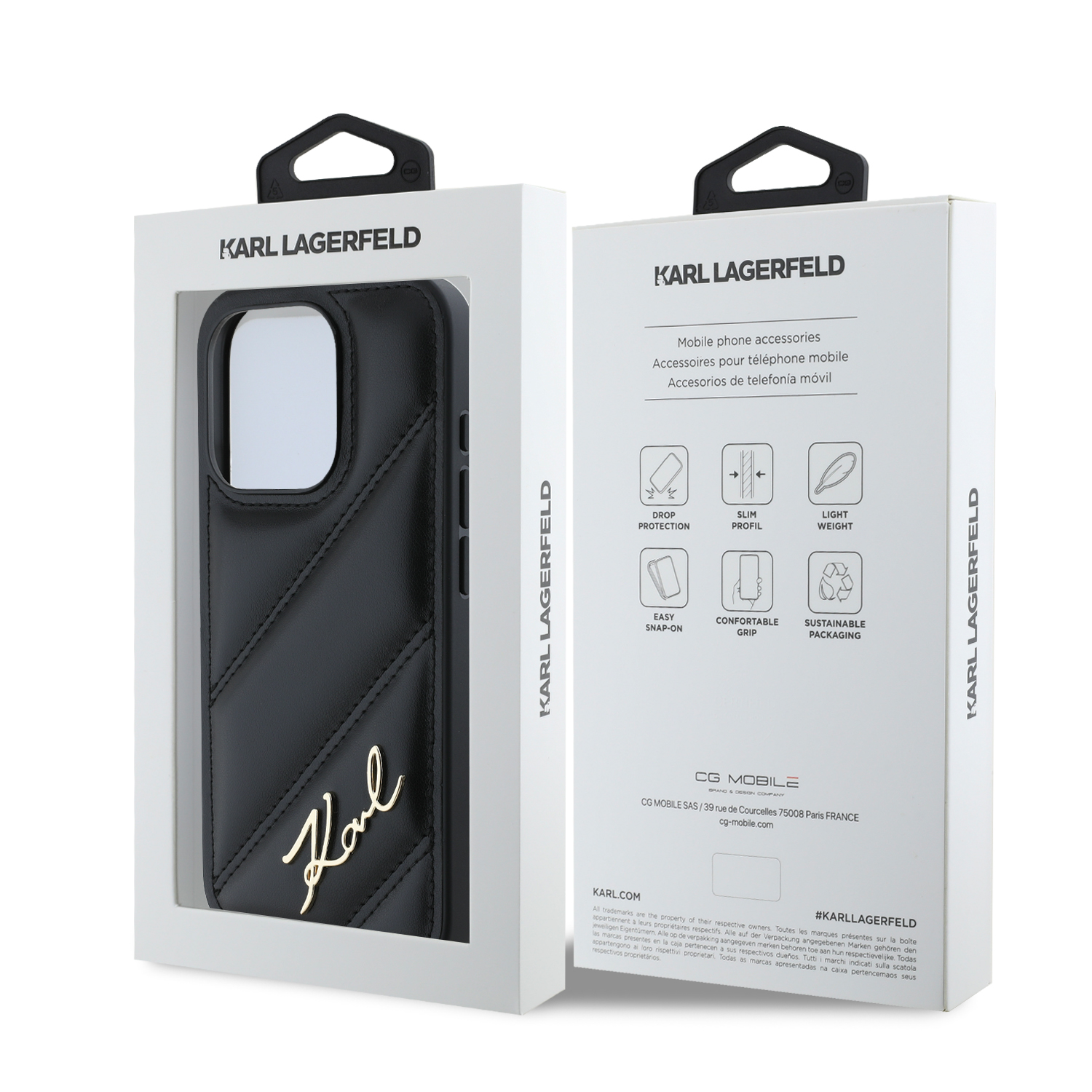 Foto 9 pulgar | Funda Case Karl Lagerfeld Acolchado Para Iphone 15 Pro Max Neg Original