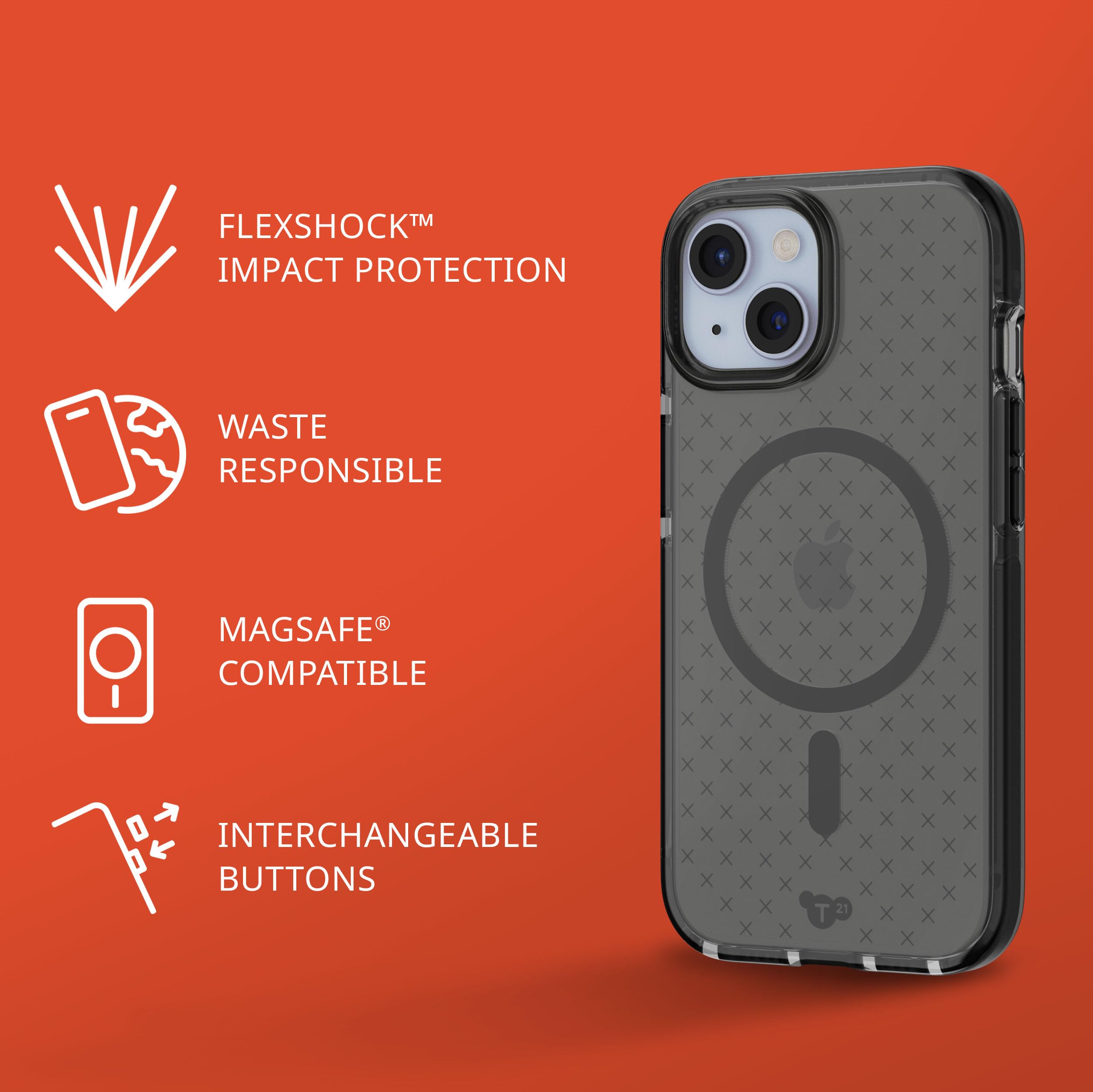 Foto 4 pulgar | Case Tech21 Evo Check Para Iphone 15 Con Magsafe Smokey, Color Negro - Venta Internacional.