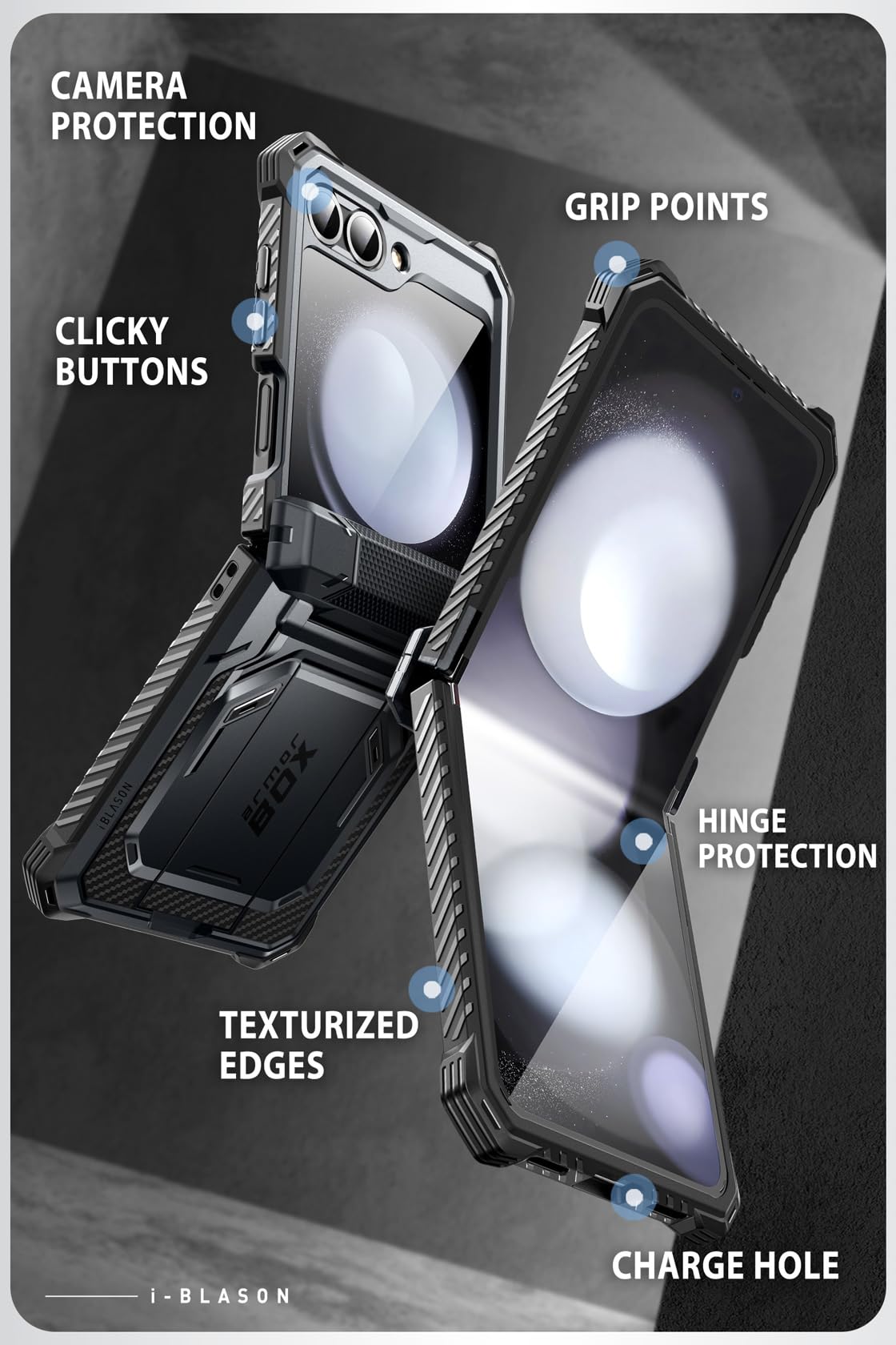 Foto 4 pulgar | Funda De Teléfono I-blason Armorbox Con Soporte Para Samsung Z Flip 6 - Venta Internacional.