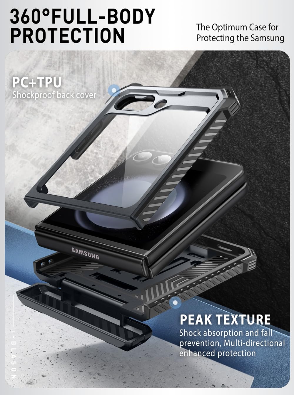Foto 5 pulgar | Funda De Teléfono I-blason Armorbox Con Soporte Para Samsung Z Flip 6 - Venta Internacional.