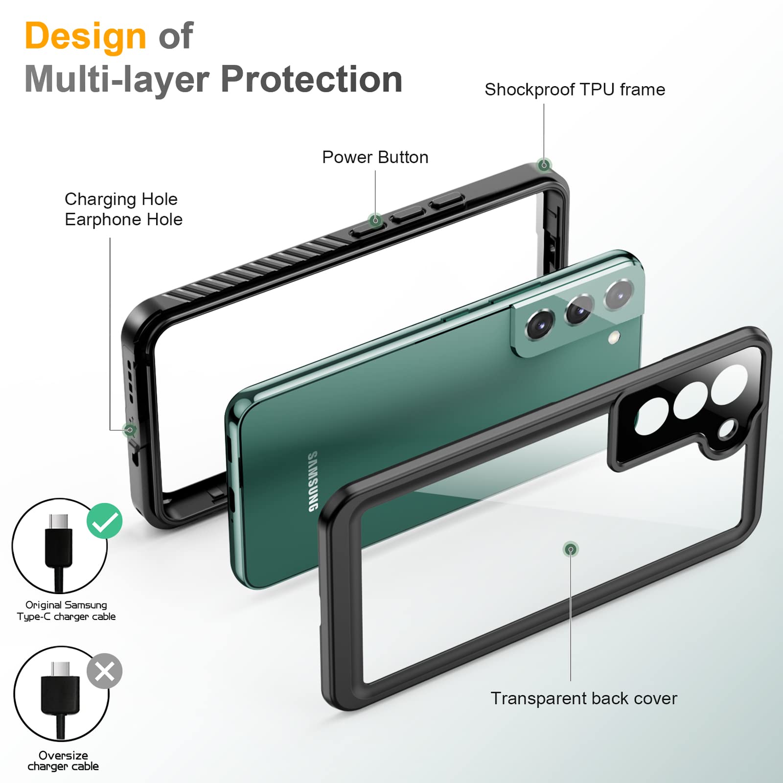 Foto 5 pulgar | Funda Impermeable Temdan Con Protector De Pantalla Para Samsung S22 De 6.1 Pulgadas - Venta Internacional.