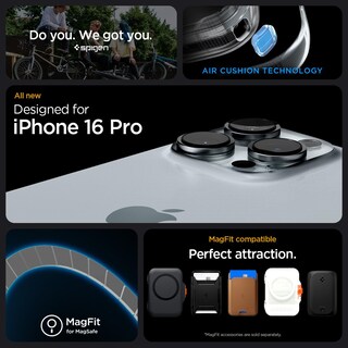 Foto 2 | Funda Spigen Rugged Armor Magfit Para Iphone 16 Pro, Color Gris - Venta Internacional.
