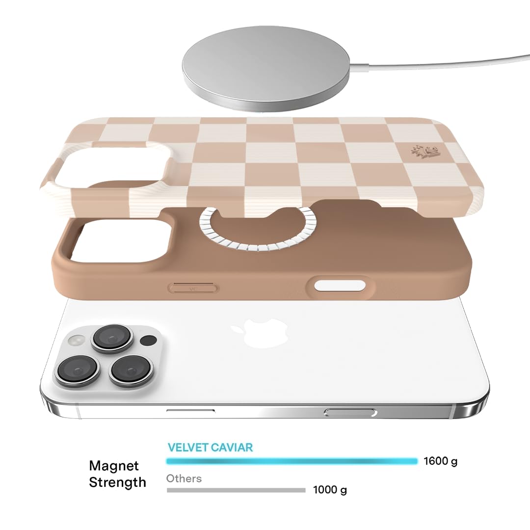 Foto 4 pulgar | Funda De Teléfono Velvet Caviar A Cuadros Para Iphone 16 Pro Nude - Venta Internacional.