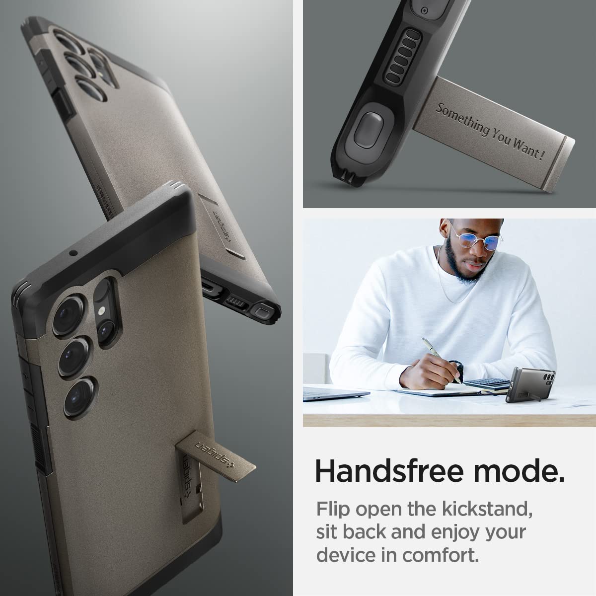 Foto 8 pulgar | Funda Spigen Tough Armor Para El Galaxy S23 Ultra Con Soporte - Venta Internacional.