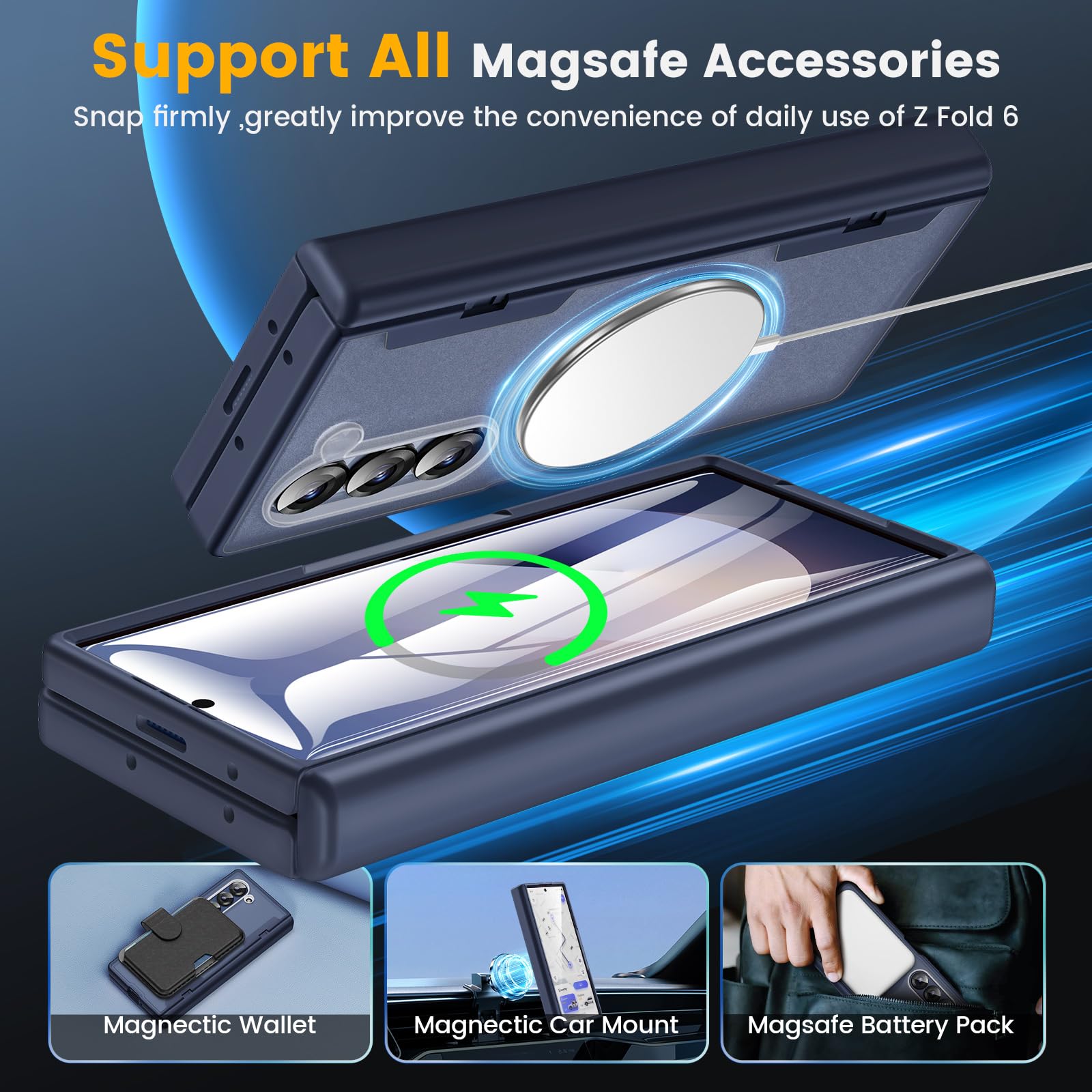 Foto 5 pulgar | Funda Caka Para Samsung Galaxy Z Fold 6 Con Carga Inalámbrica - Venta Internacional.