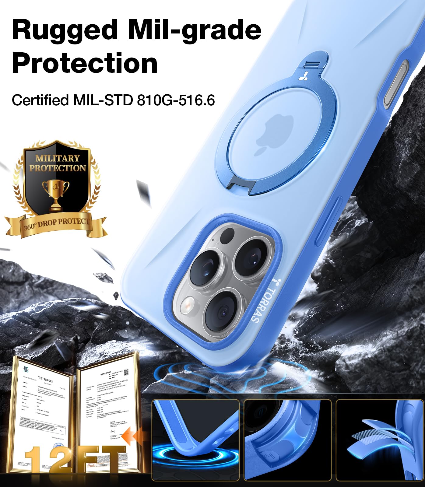 Foto 6 pulgar | Funda Para Teléfono Torras 360° Con Soporte Magnético Para Iphone 16 Pro Max - Venta Internacional.