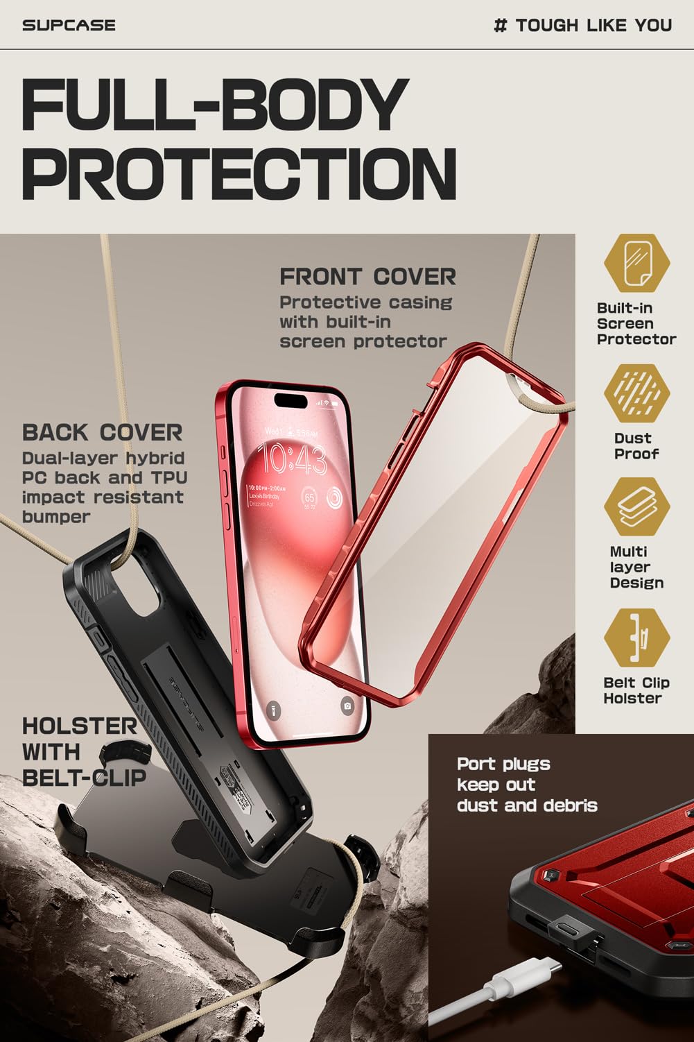 Foto 6 pulgar | Funda Para Teléfono Supcase Unicorn Beetle Pro Iphone 15 6.1 - Venta Internacional.