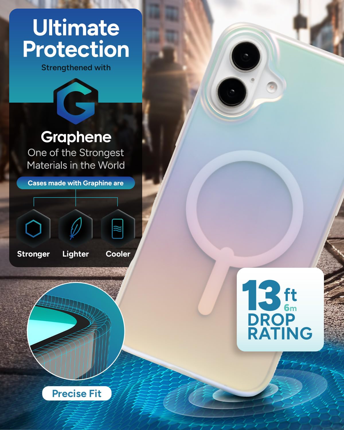 Foto 5 pulgar | Funda Zagg Milan Snap Para Iphone 16 Pro Con Acabado Que Cambia De Color - Venta Internacional.