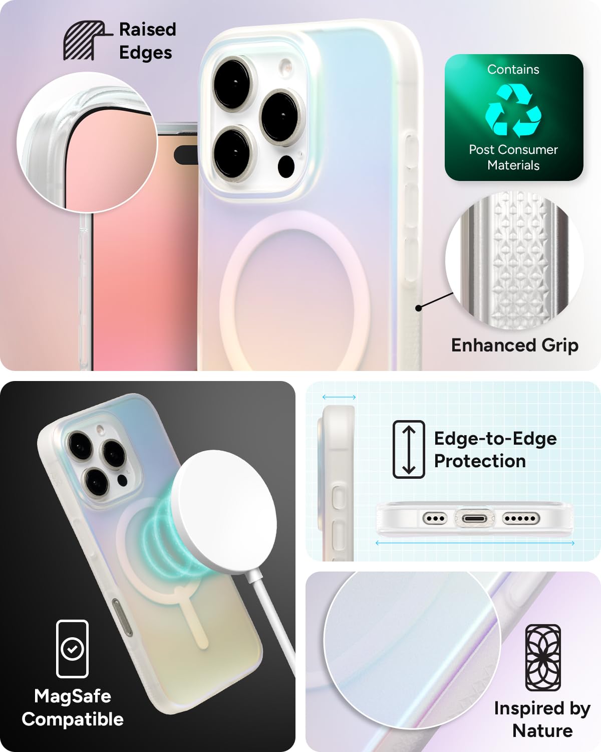 Foto 6 pulgar | Funda Zagg Milan Snap Para Iphone 16 Pro Con Acabado Que Cambia De Color - Venta Internacional.