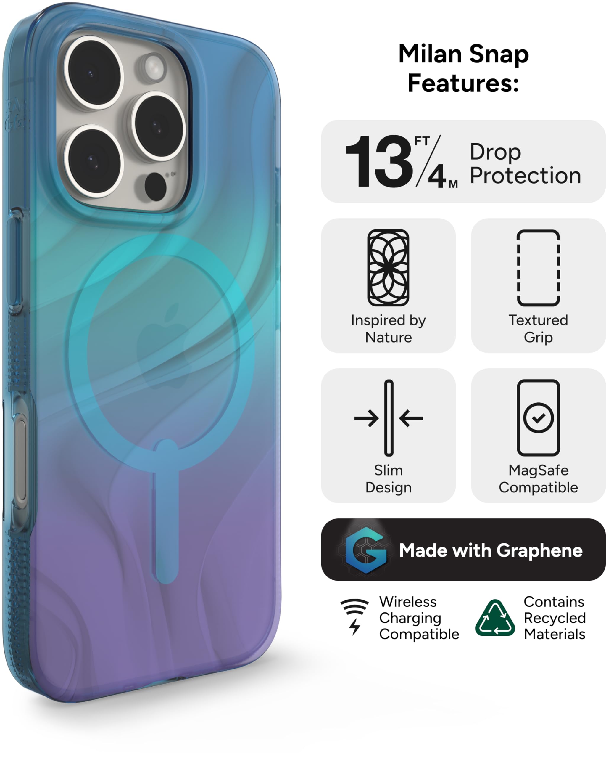 Foto 4 pulgar | Funda De Teléfono Zagg Milan Snap Para Iphone 16 Pro Que Cambia De Color - Venta Internacional.