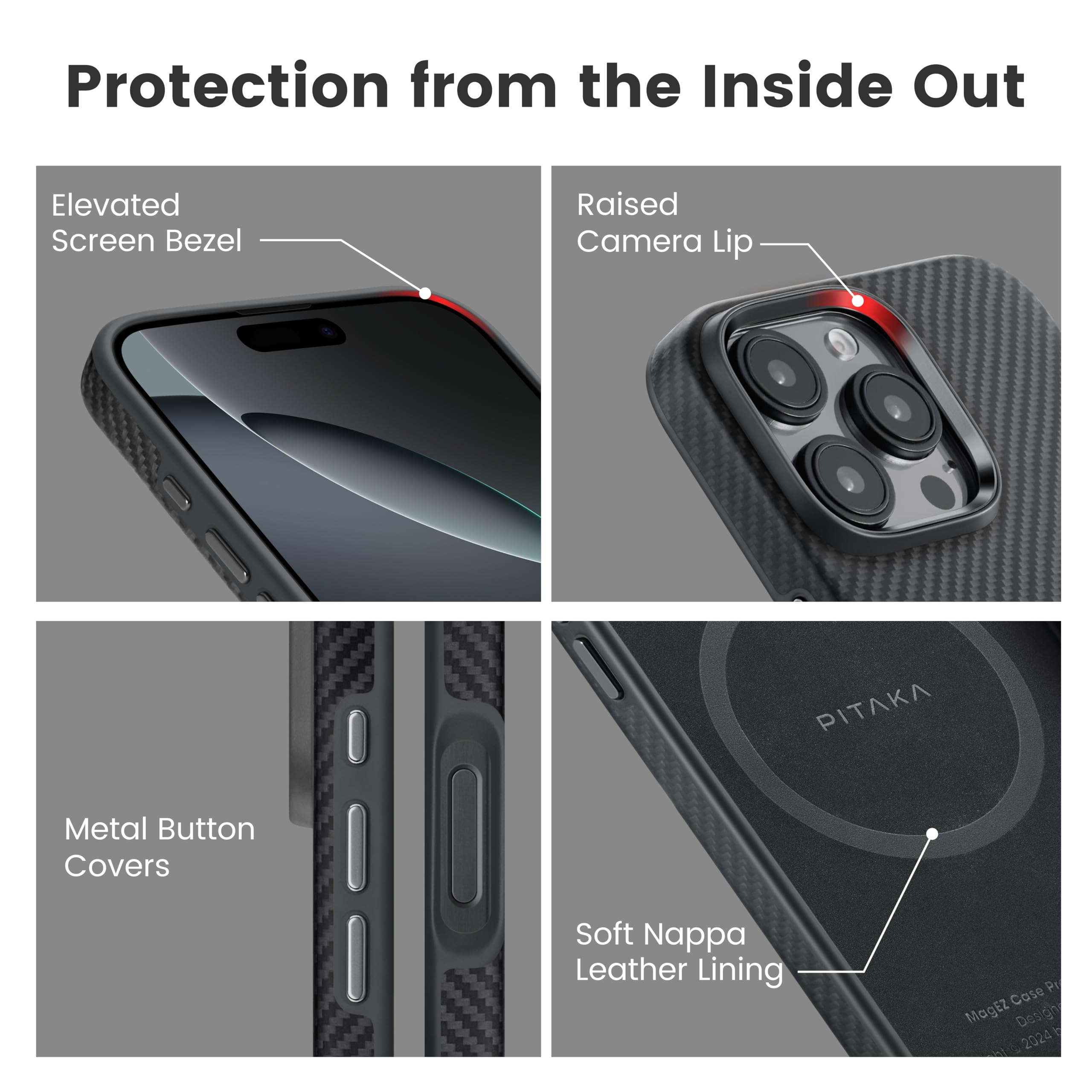 Foto 5 pulgar | Funda Pitaka Para Iphone 16 Pro Max Con Magsafe Negro/gris - Venta Internacional.