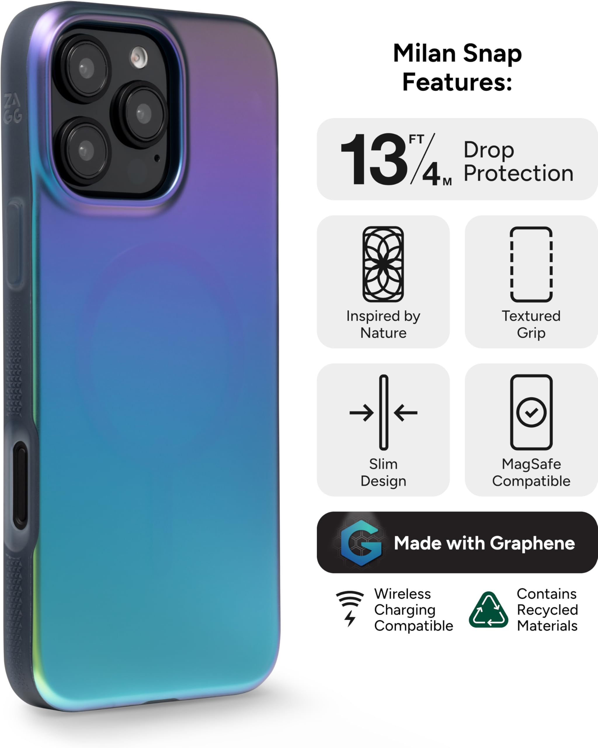 Foto 4 pulgar | Funda De Teléfono Zagg Milan Snap Para Iphone 16 Pro Max Que Cambia De Color - Venta Internacional.