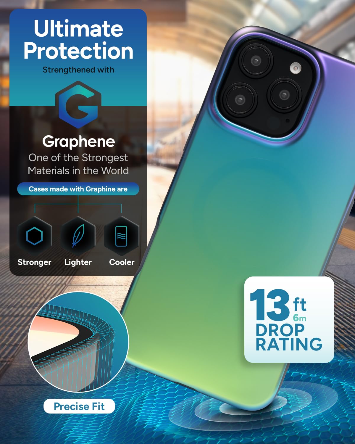 Foto 5 pulgar | Funda De Teléfono Zagg Milan Snap Para Iphone 16 Pro Max Que Cambia De Color - Venta Internacional.