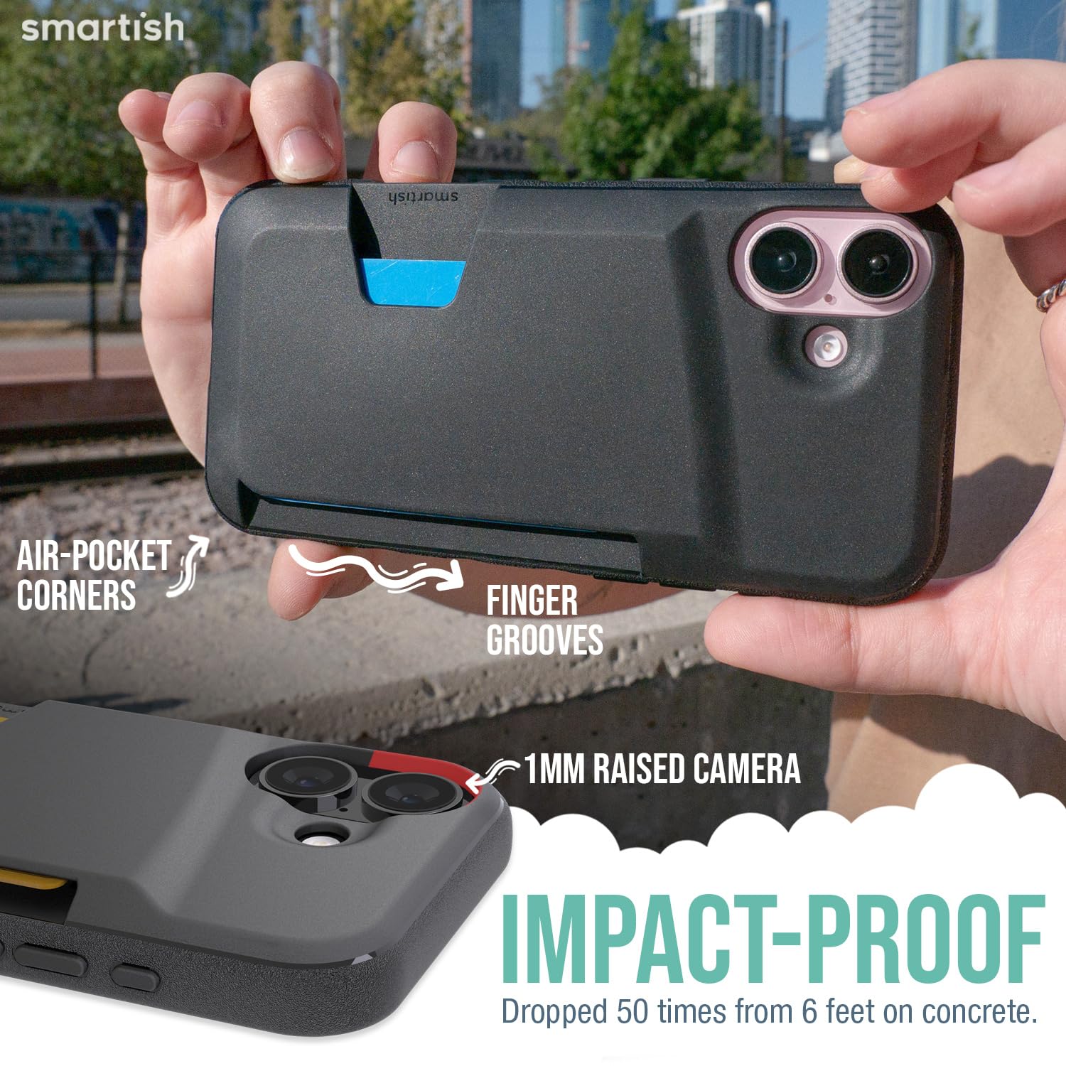 Foto 4 | Funda Tipo Cartera Smartish  Para Iphone 16 Wallet Slayer Vol. 1, Negra - Venta Internacional.