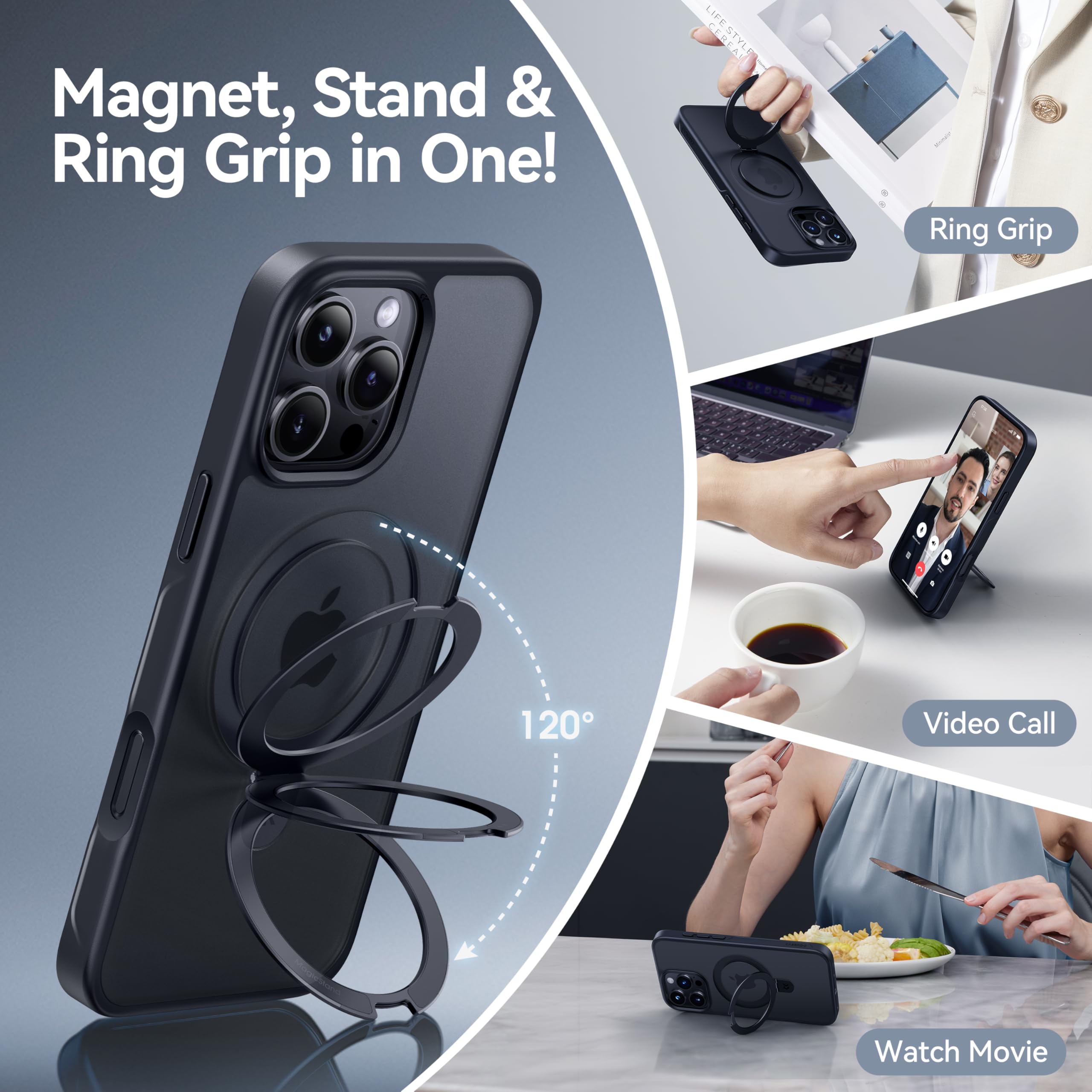 Foto 4 pulgar | Funda De Teléfono Casekoo Diseñada Para Iphone 16 Pro Con Soporte - Venta Internacional.