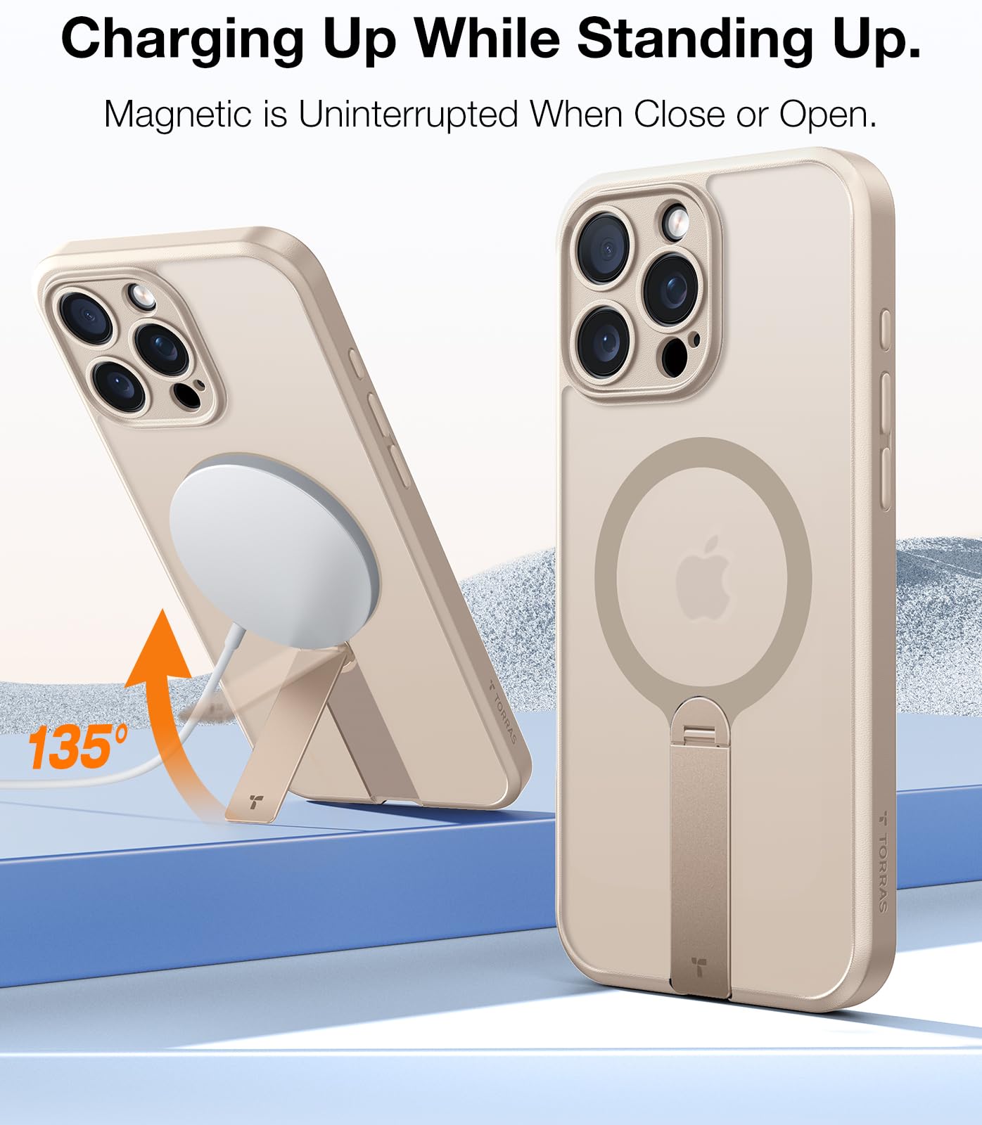 Foto 4 pulgar | Funda Torras Desert Titanium Con Soporte Magnético Que Gira 360° Para Iphone 16 Pro, Oro Rosa - Venta Internacional.