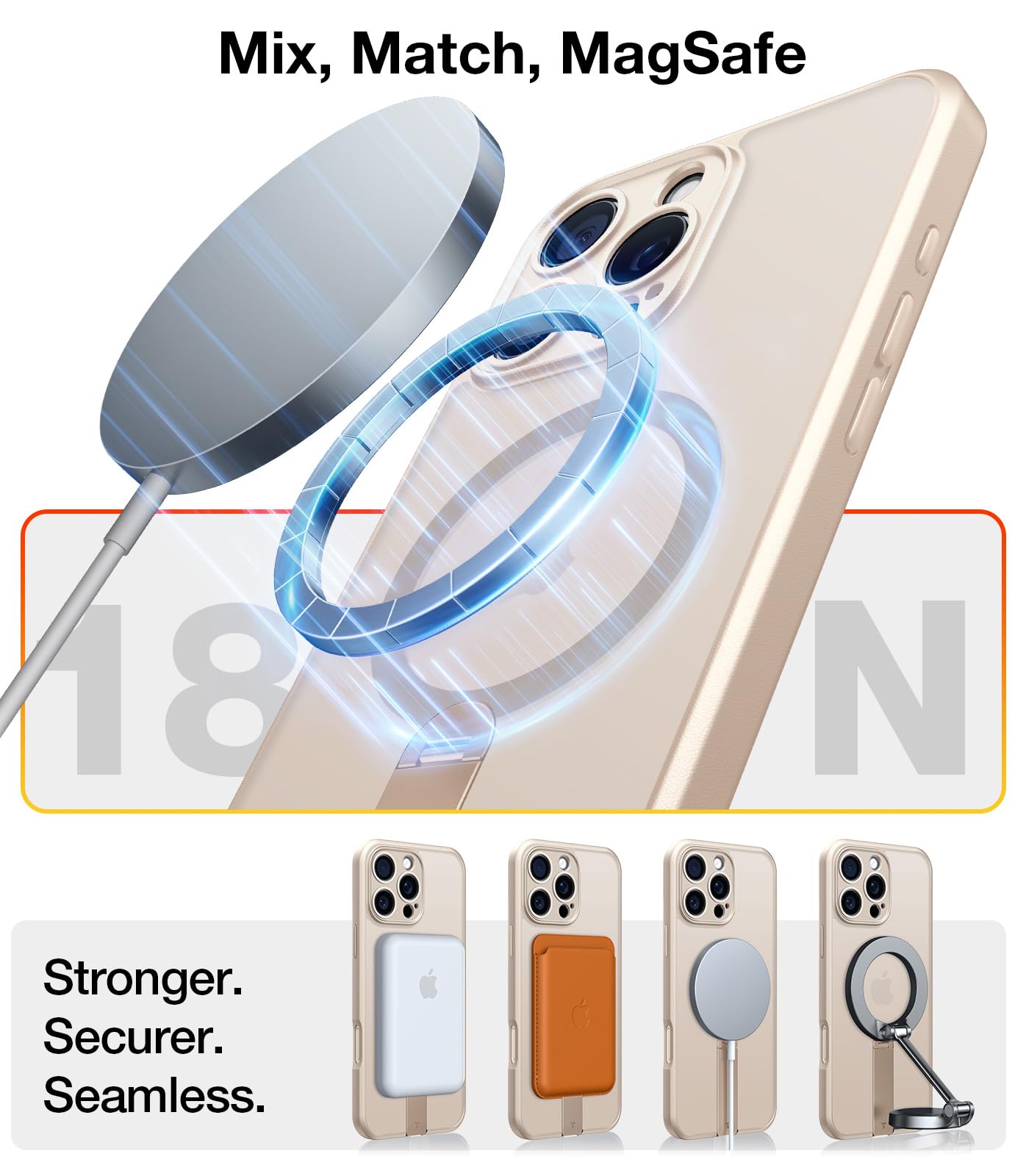 Foto 5 pulgar | Funda Torras Desert Titanium Con Soporte Magnético Que Gira 360° Para Iphone 16 Pro, Oro Rosa - Venta Internacional.