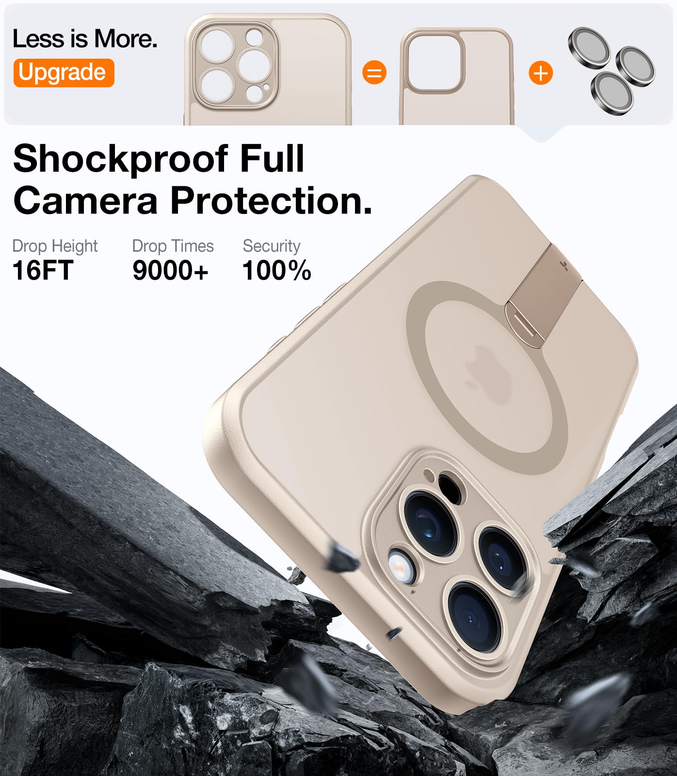 Foto 6 pulgar | Funda Torras Desert Titanium Con Soporte Magnético Que Gira 360° Para Iphone 16 Pro, Oro Rosa - Venta Internacional.