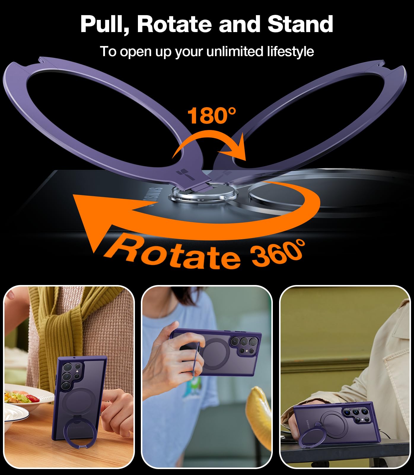 Foto 4 pulgar | Funda Para Teléfono Torras 360° Spin Con Soporte Magnético Samsung S24 Ultra - Venta Internacional.
