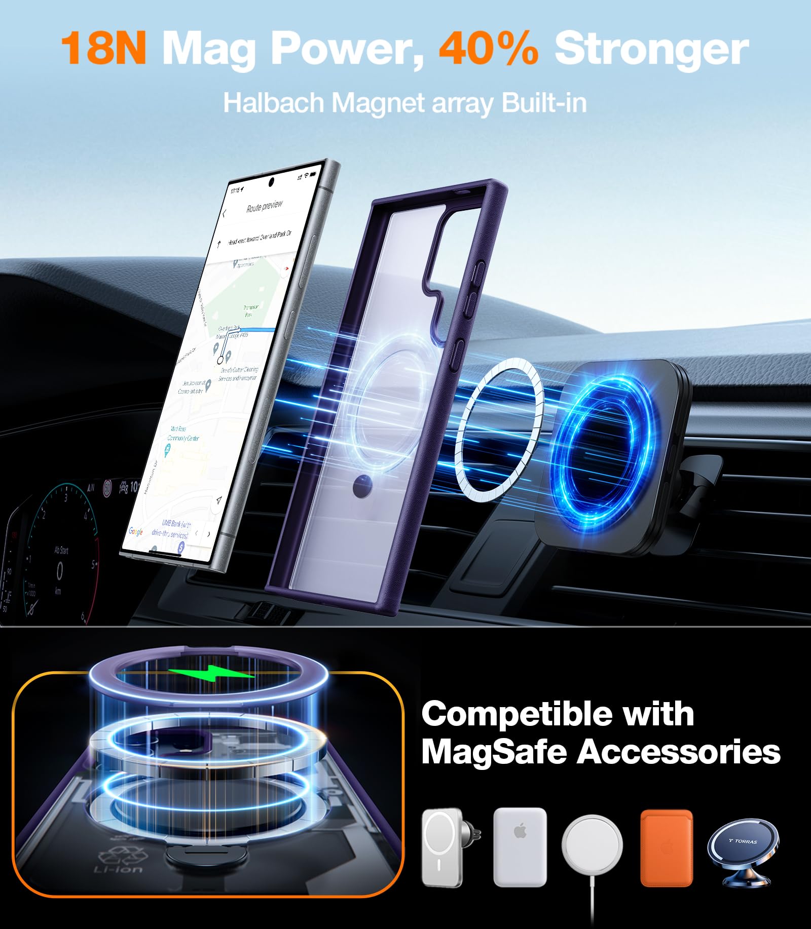 Foto 5 pulgar | Funda Para Teléfono Torras 360° Spin Con Soporte Magnético Samsung S24 Ultra - Venta Internacional.