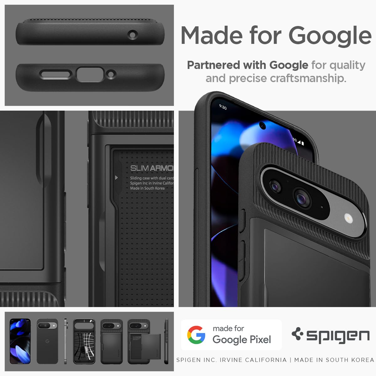Foto 8 pulgar | Funda Spigen Slim Amor Cs Para Pixel 9/pixel 9 Pro (2024), Color Negro - Venta Internacional.