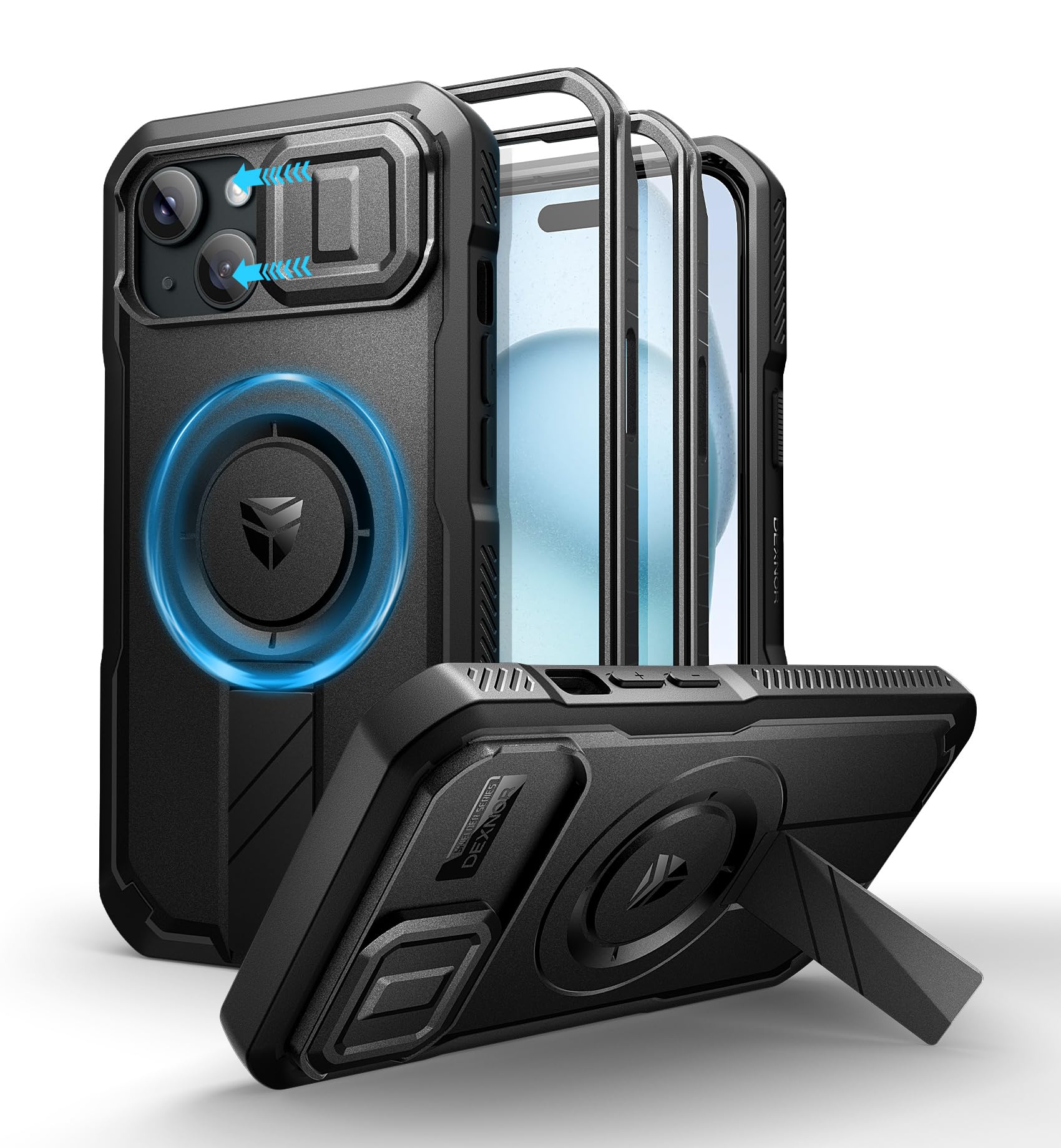 Foto 2 pulgar | Funda Dexnor Para Iphone 15 Con Cámara Deslizante, Color Negro - Venta Internacional.