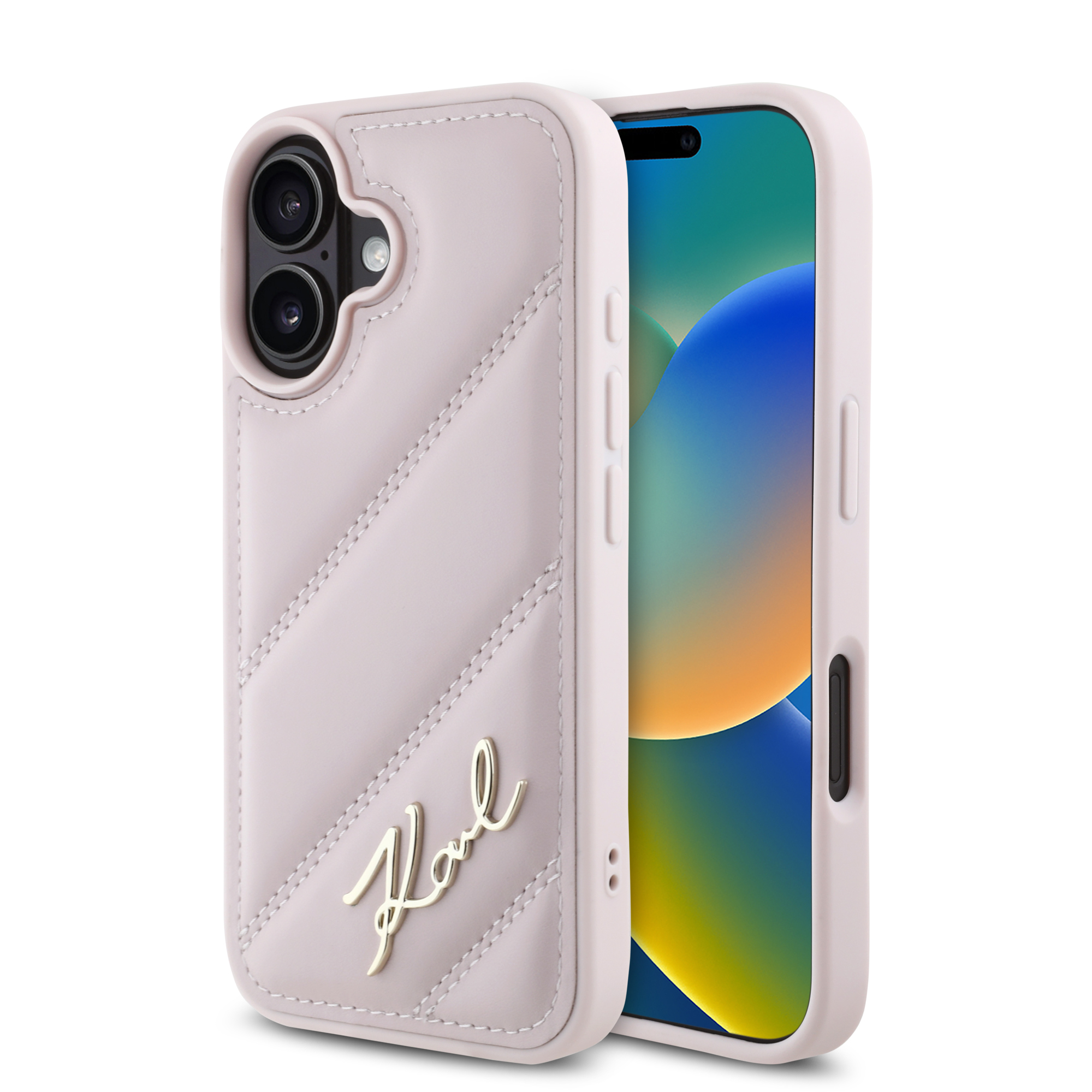 Foto 2 pulgar | Case Funda Karl Acolchada Para Iphone 16 Rosa-original