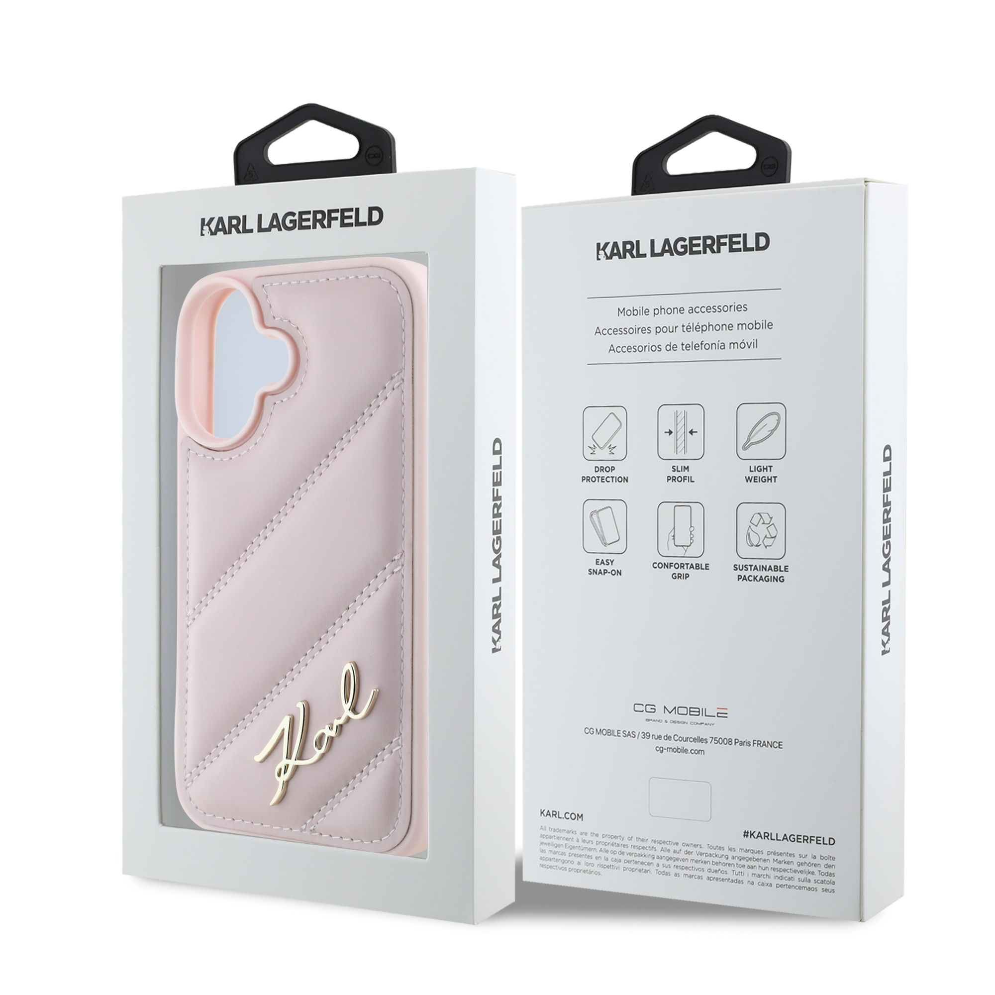 Foto 9 pulgar | Case Funda Karl Acolchada Para Iphone 16 Rosa-original