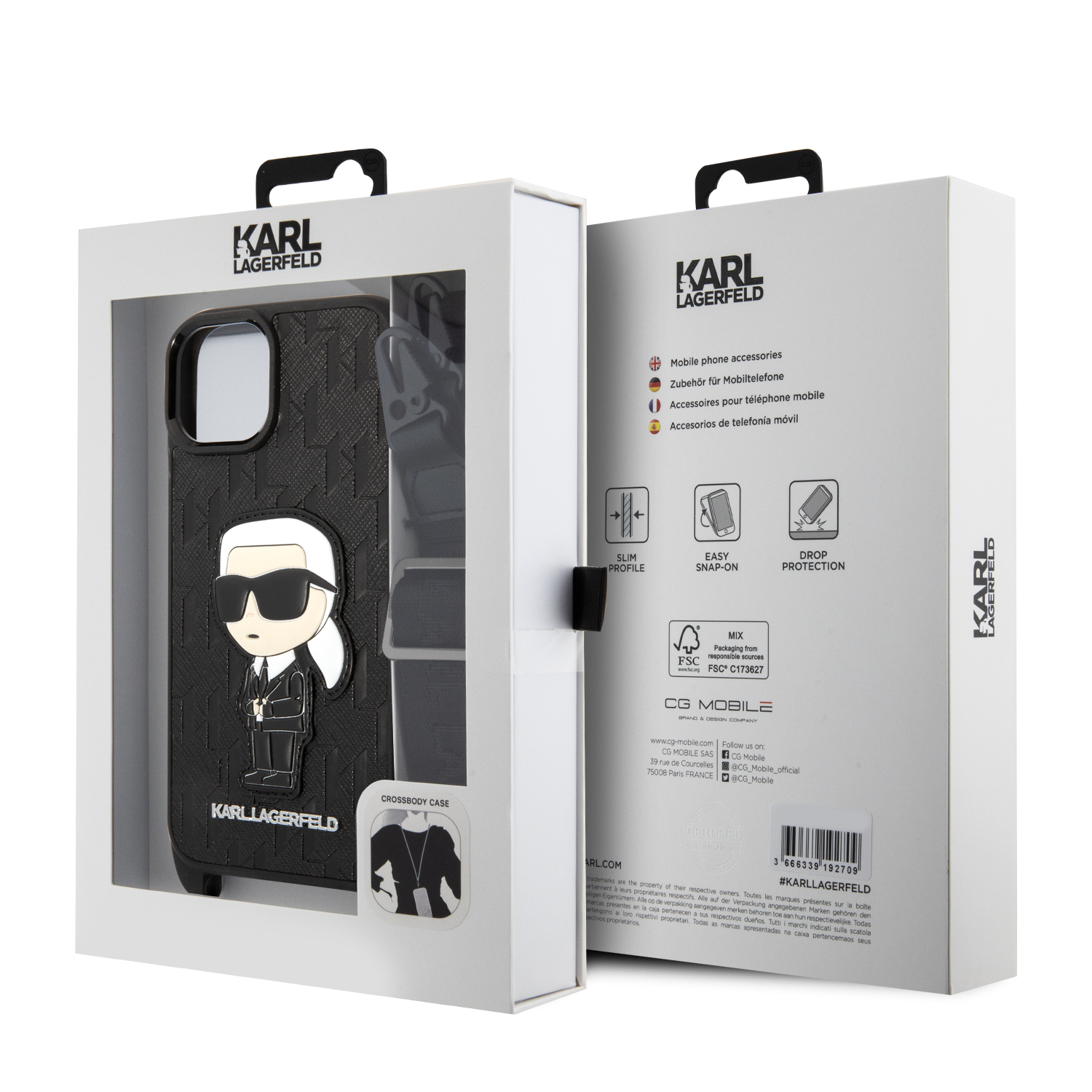 Foto 8 pulgar | Funda Karl Monograma Crossbody Para Iphone 15 - Negra