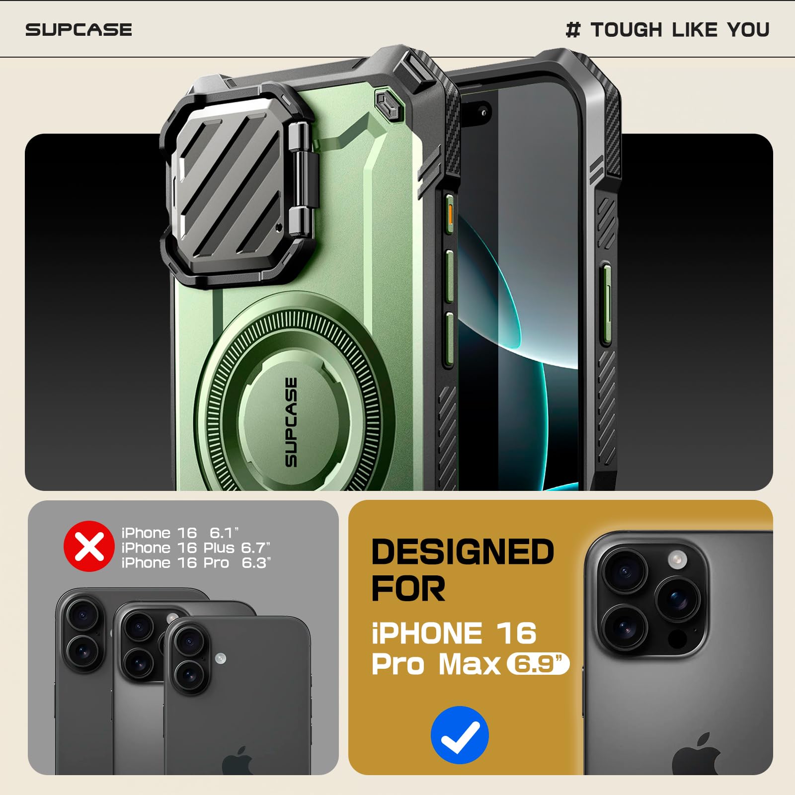 Foto 3 pulgar | Funda De Teléfono Supcase Para Iphone 16 Pro Max Con Funda De Cámara - Venta Internacional.