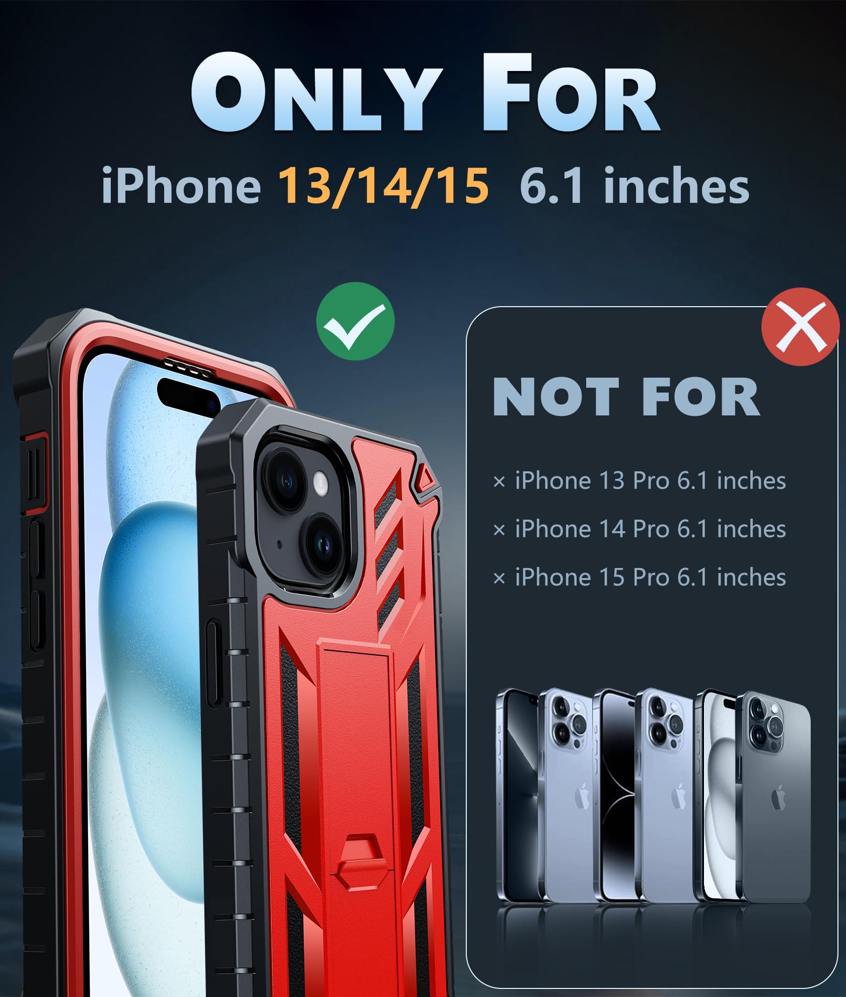 Foto 2 | Funda De Teléfono Fntcase Para Iphone 15, Color Rojo De Grado Militar De 6.1 Pulgadas - Venta Internacional.
