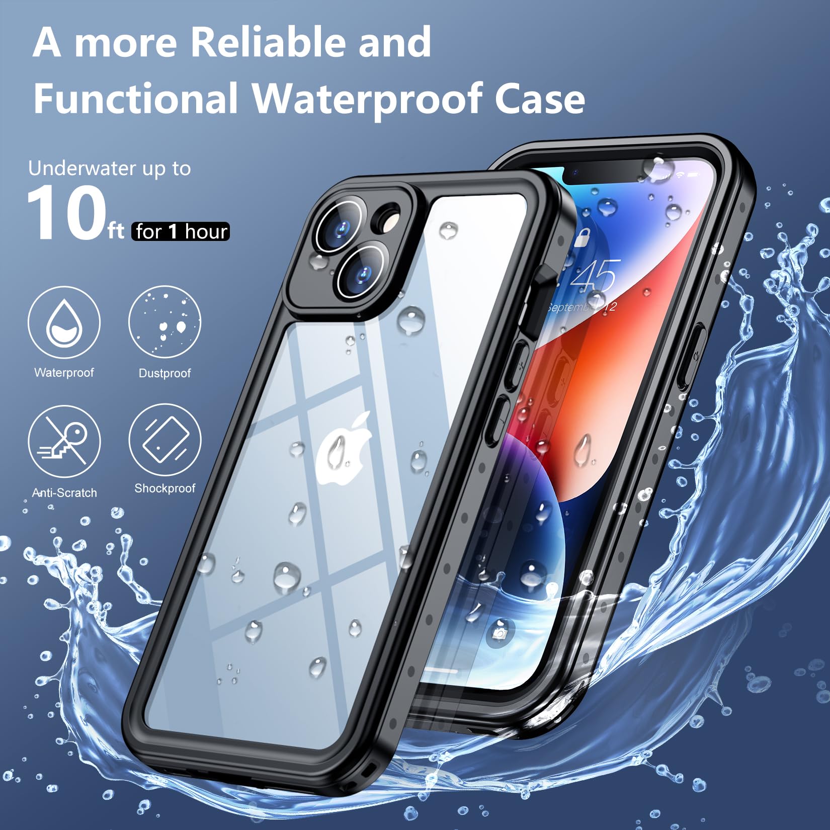 Foto 2 | Funda Spidercase Para Iphone 14 Resistente Al Agua, Negro/transparente - Venta Internacional.