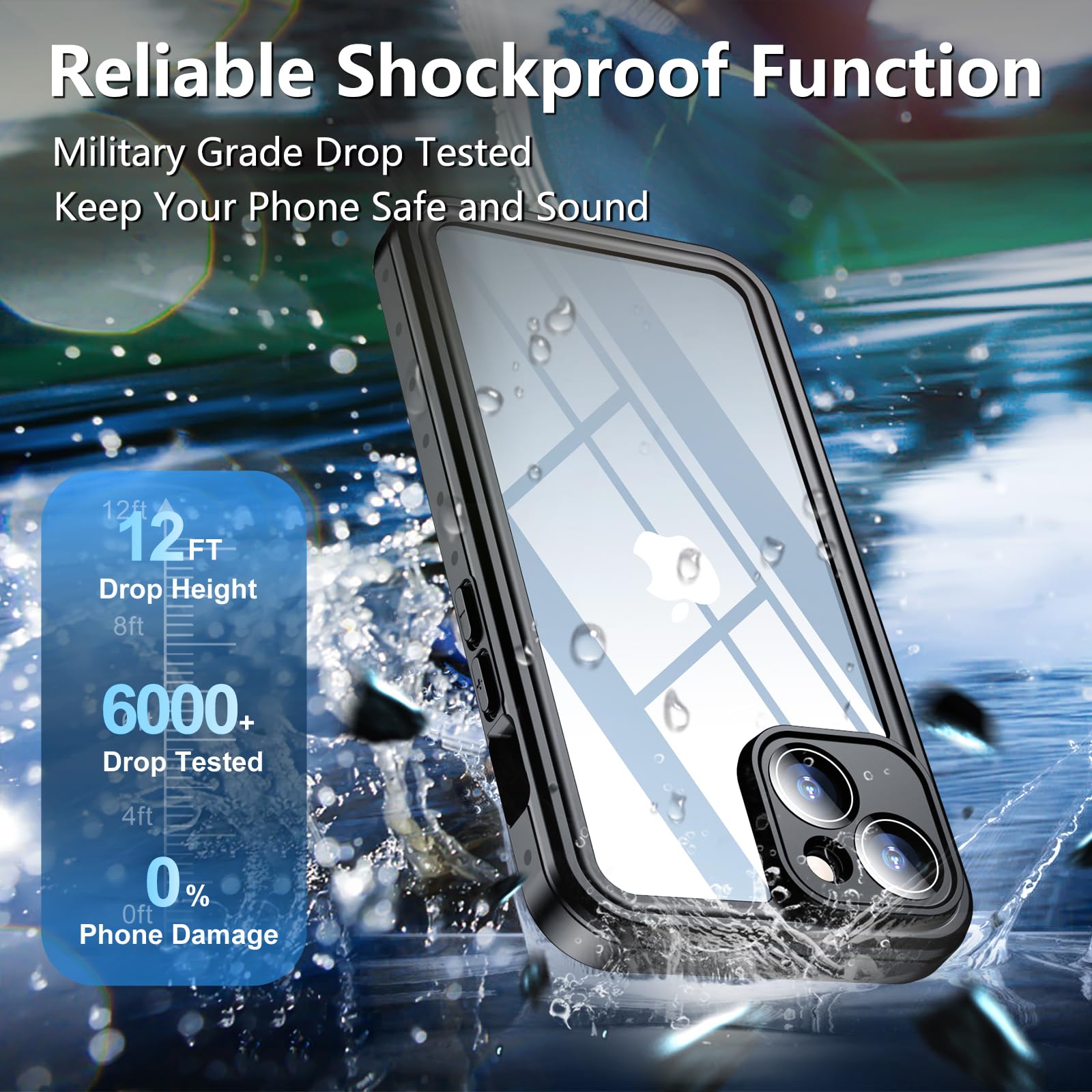Foto 3 | Funda Spidercase Para Iphone 14 Resistente Al Agua, Negro/transparente - Venta Internacional.