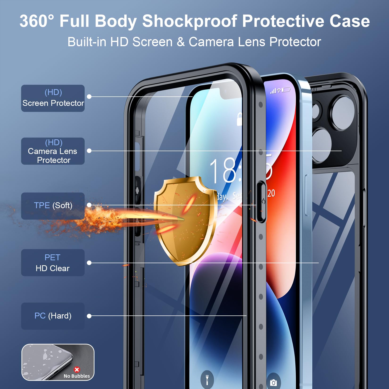 Foto 5 pulgar | Funda Spidercase Para Iphone 14 Resistente Al Agua, Negro/transparente - Venta Internacional.