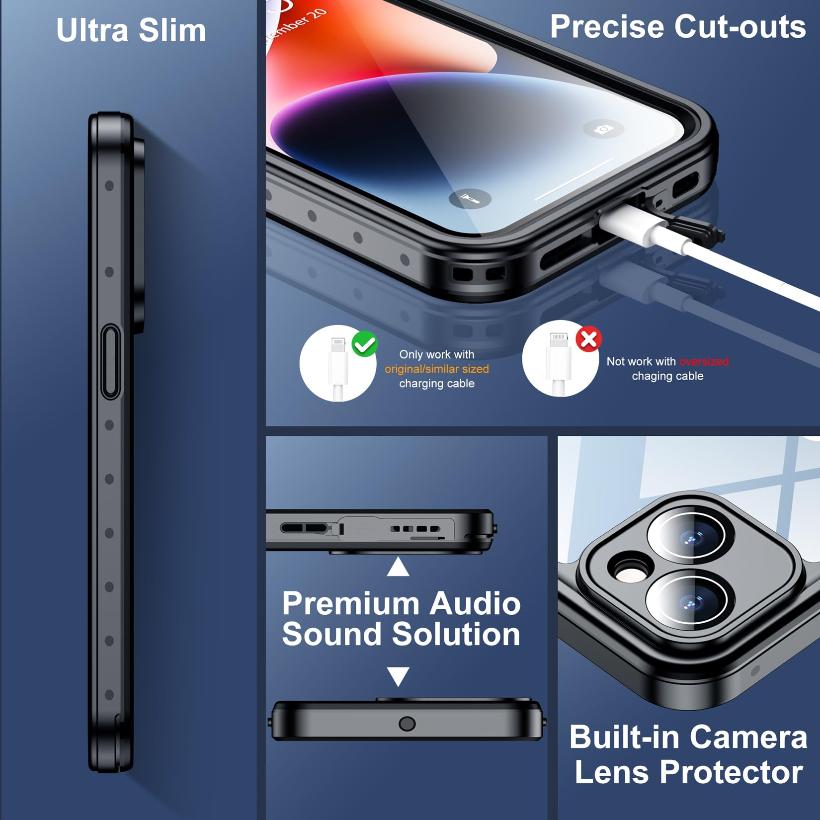 Foto 6 pulgar | Funda Spidercase Para Iphone 14 Resistente Al Agua, Negro/transparente - Venta Internacional.