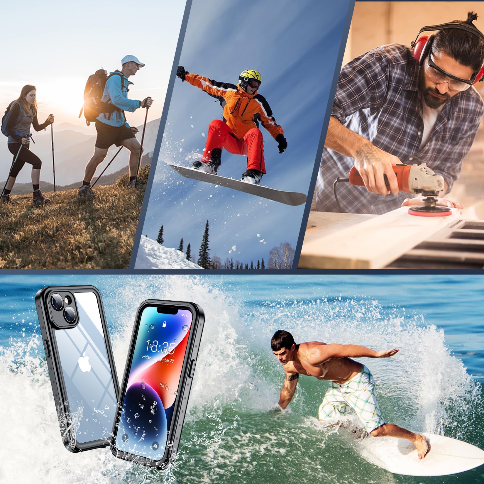 Foto 8 pulgar | Funda Spidercase Para Iphone 14 Resistente Al Agua, Negro/transparente - Venta Internacional.