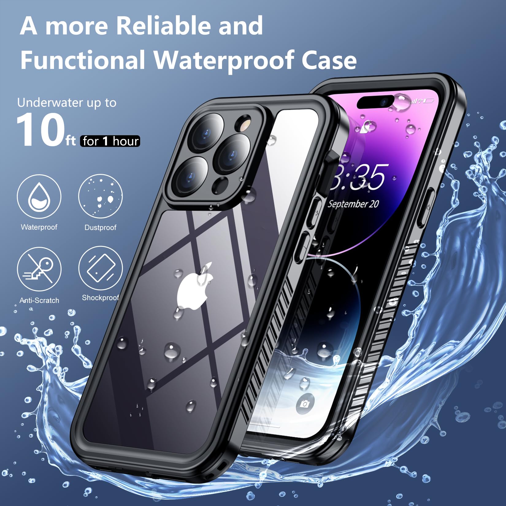 Foto 3 pulgar | Funda De Teléfono Spidercase Impermeable Para Iphone 14 Pro Negra - Venta Internacional.